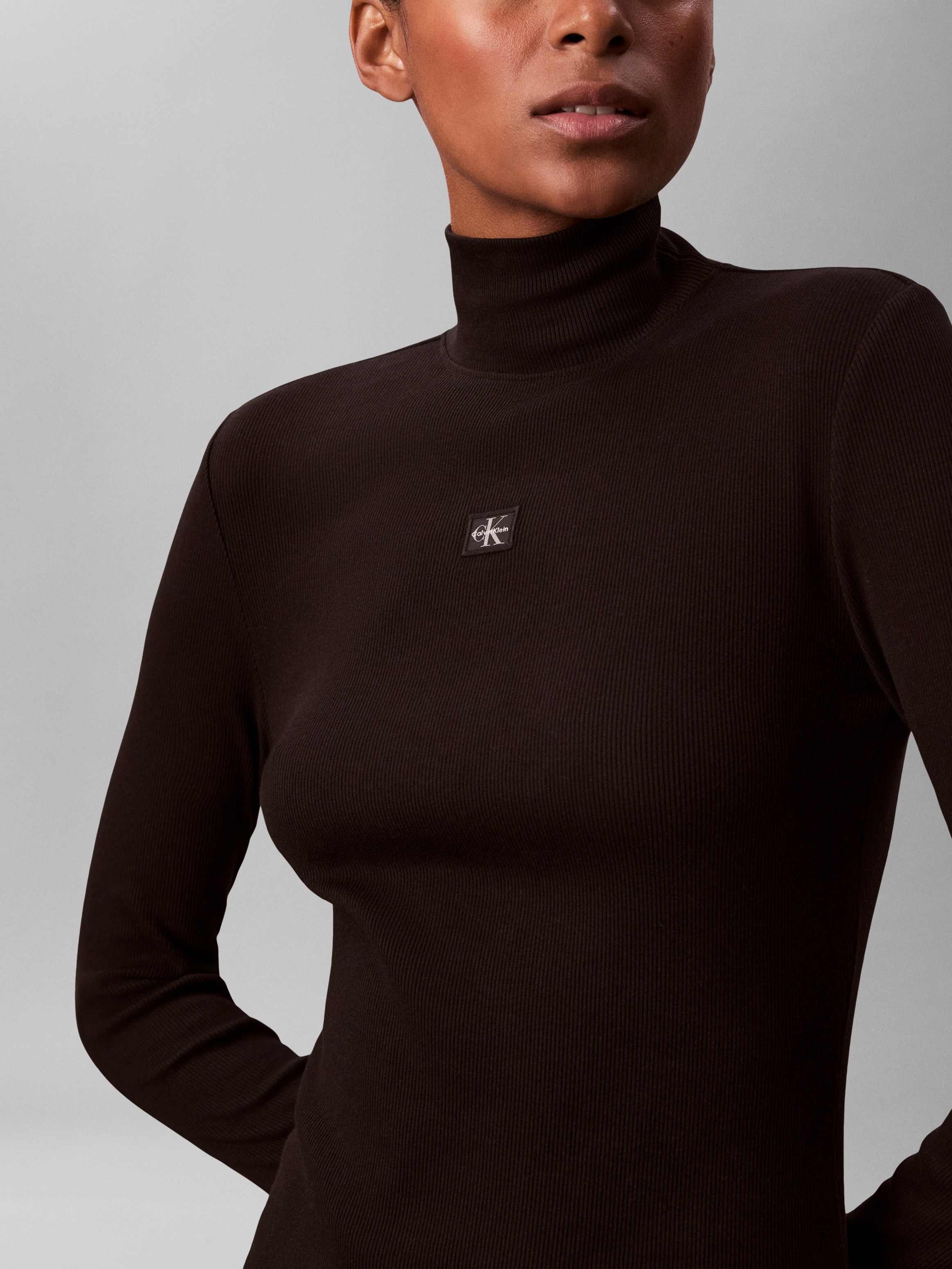 Calvin Klein Jeans Minikleid Ohne Tasche Figurbetonte Passform mit Stehkragen