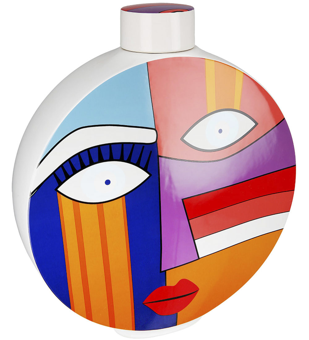 GILDE Dekovase "Deckelvase Grafic Face, Höhe ca. 34,5 cm" Dekoobjekt aus Keramik