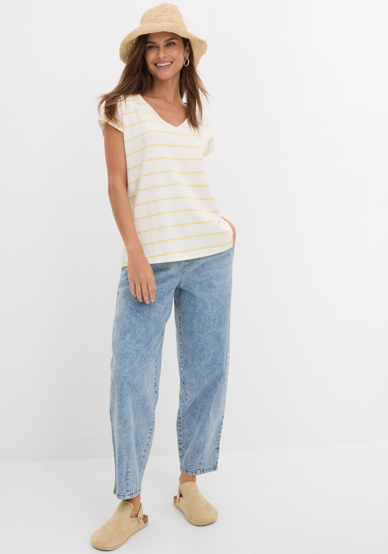 bonprix Loose-fit-Jeans 1 Barrel-Form, mit Gummibund, mit Elasthan-Anteil