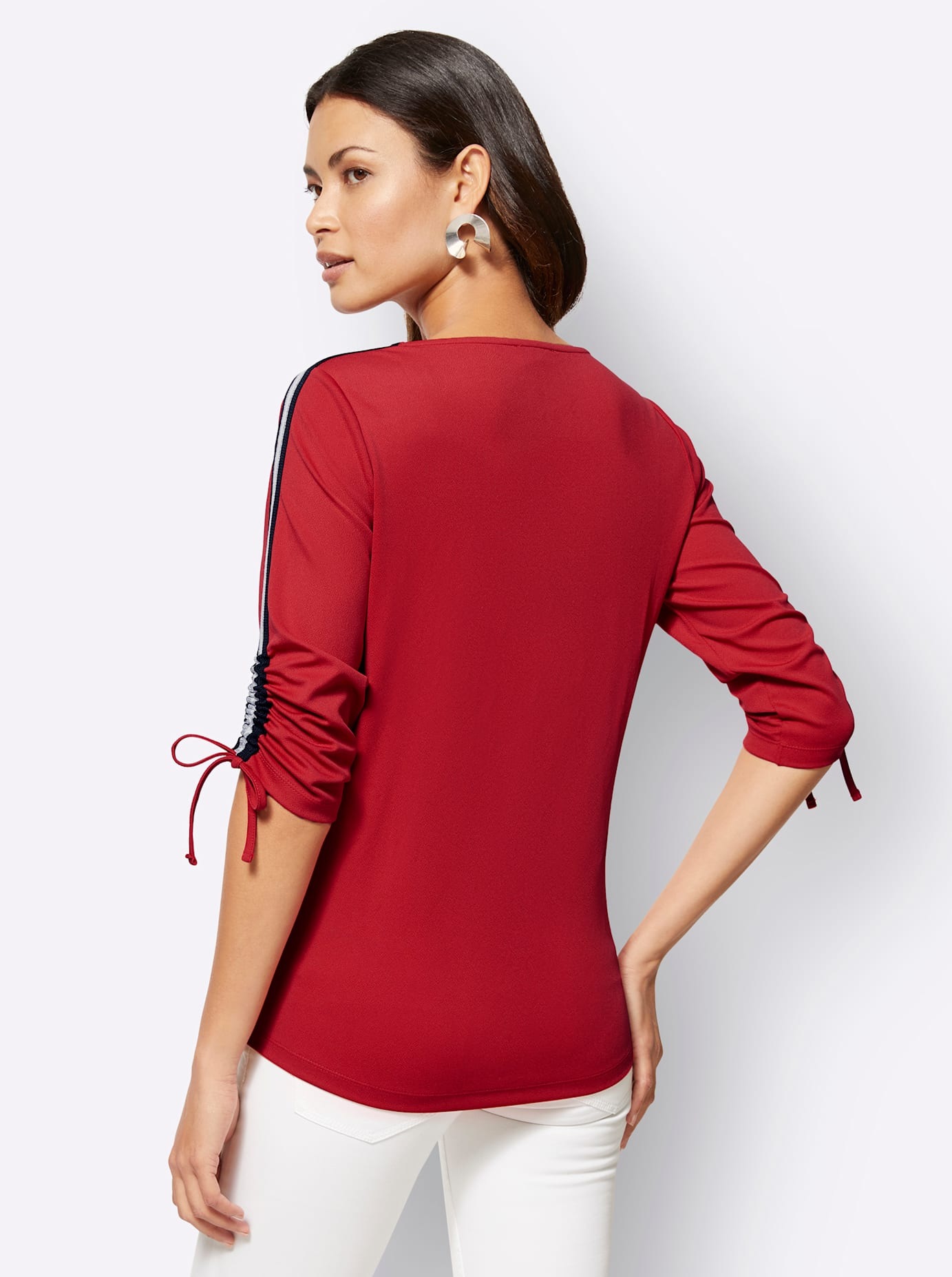 3/4-Arm-Shirt INSPIRATIONEN "Shirt", Damen, Gr. 46, rot, 95% Polyester, 5% Elasthan, unifarben, Rundhals, Shirts 3/4-Arm-Shirt 2