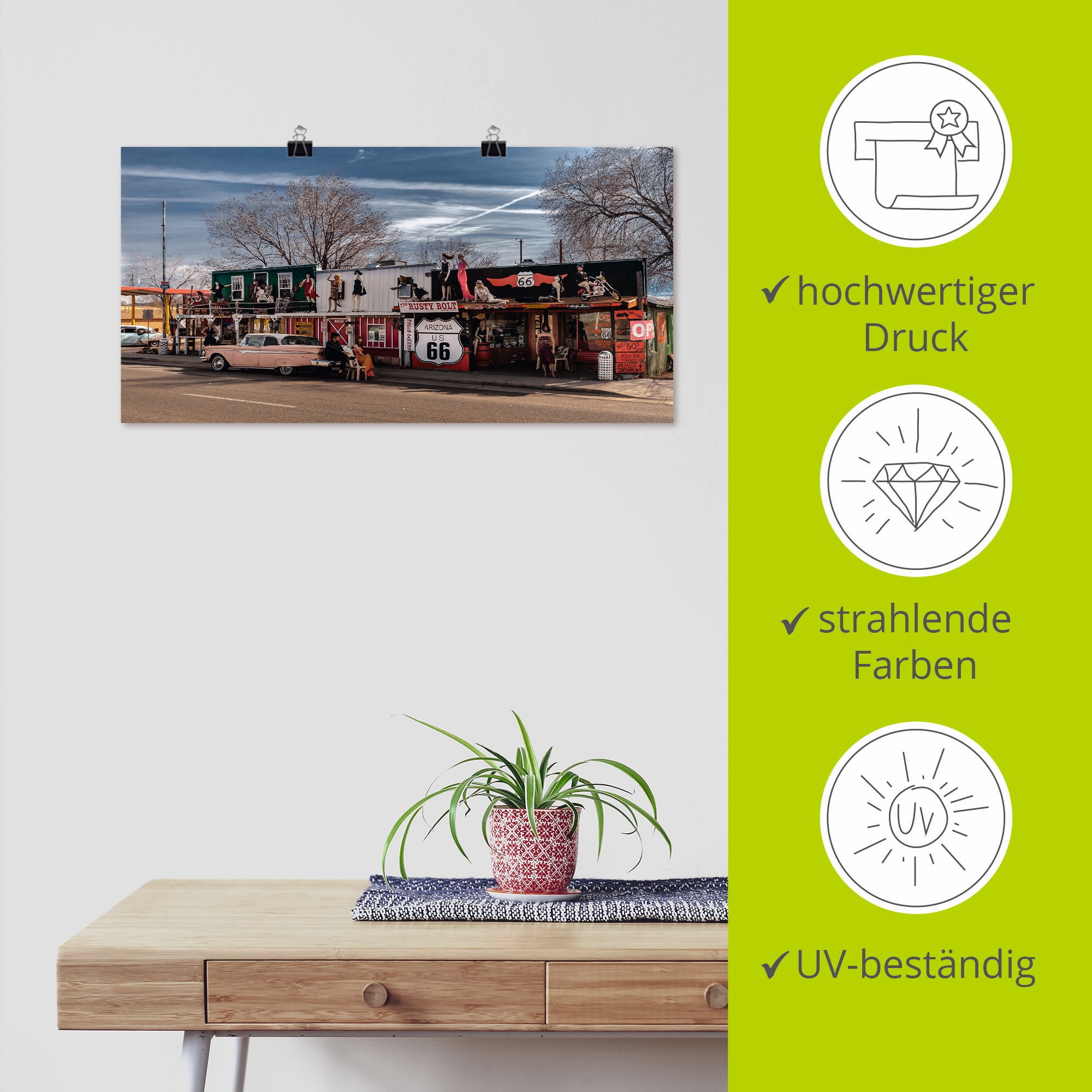 Artland Wandbild »Historische Route 66 in Seligman«, Amerika, (1 St.), als Leinwandbild, Poster in verschied. Größen