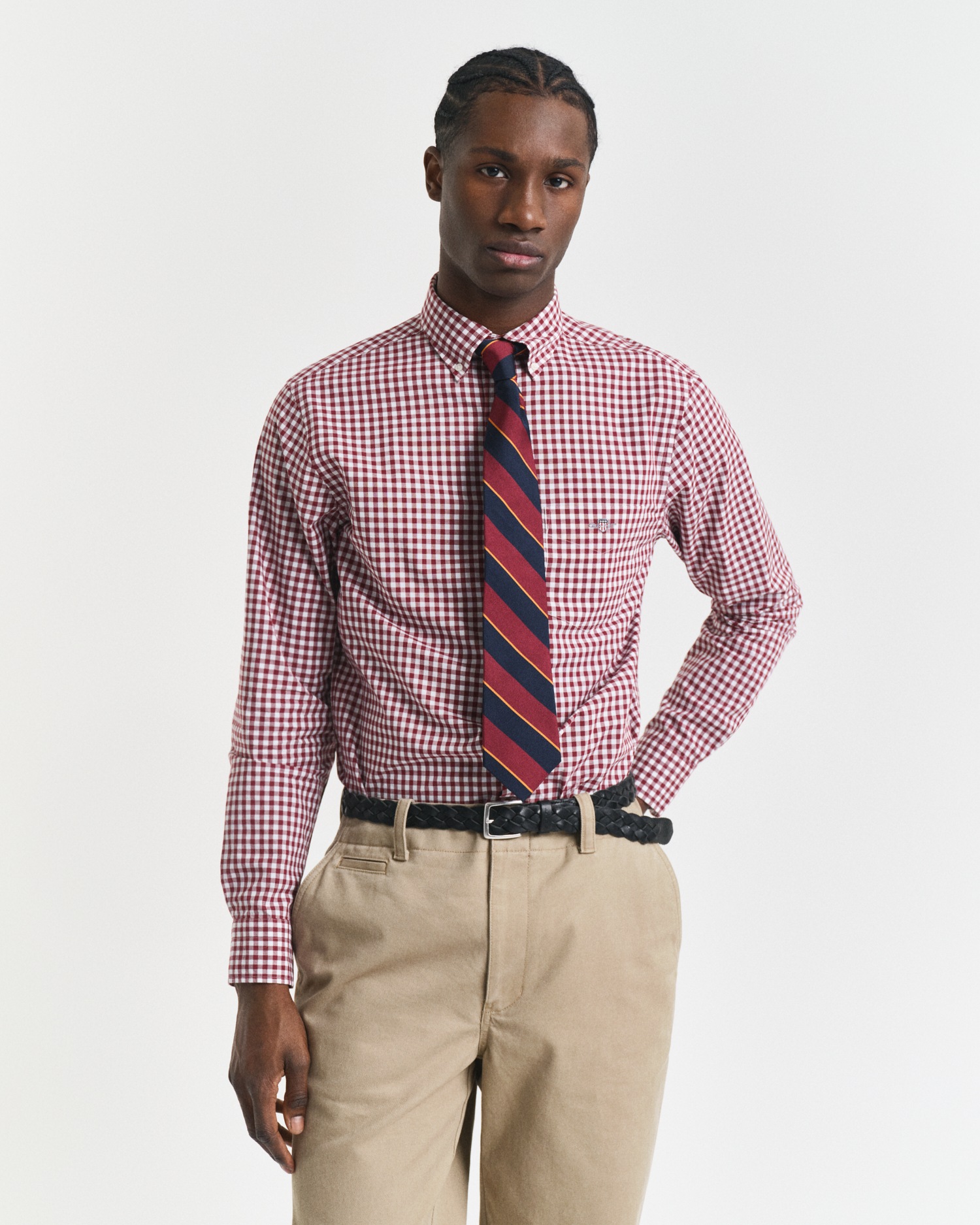 Gant Langarmhemd »REG POPLIN GINGHAM SHIRT«, mit Logostickerei auf der Brust