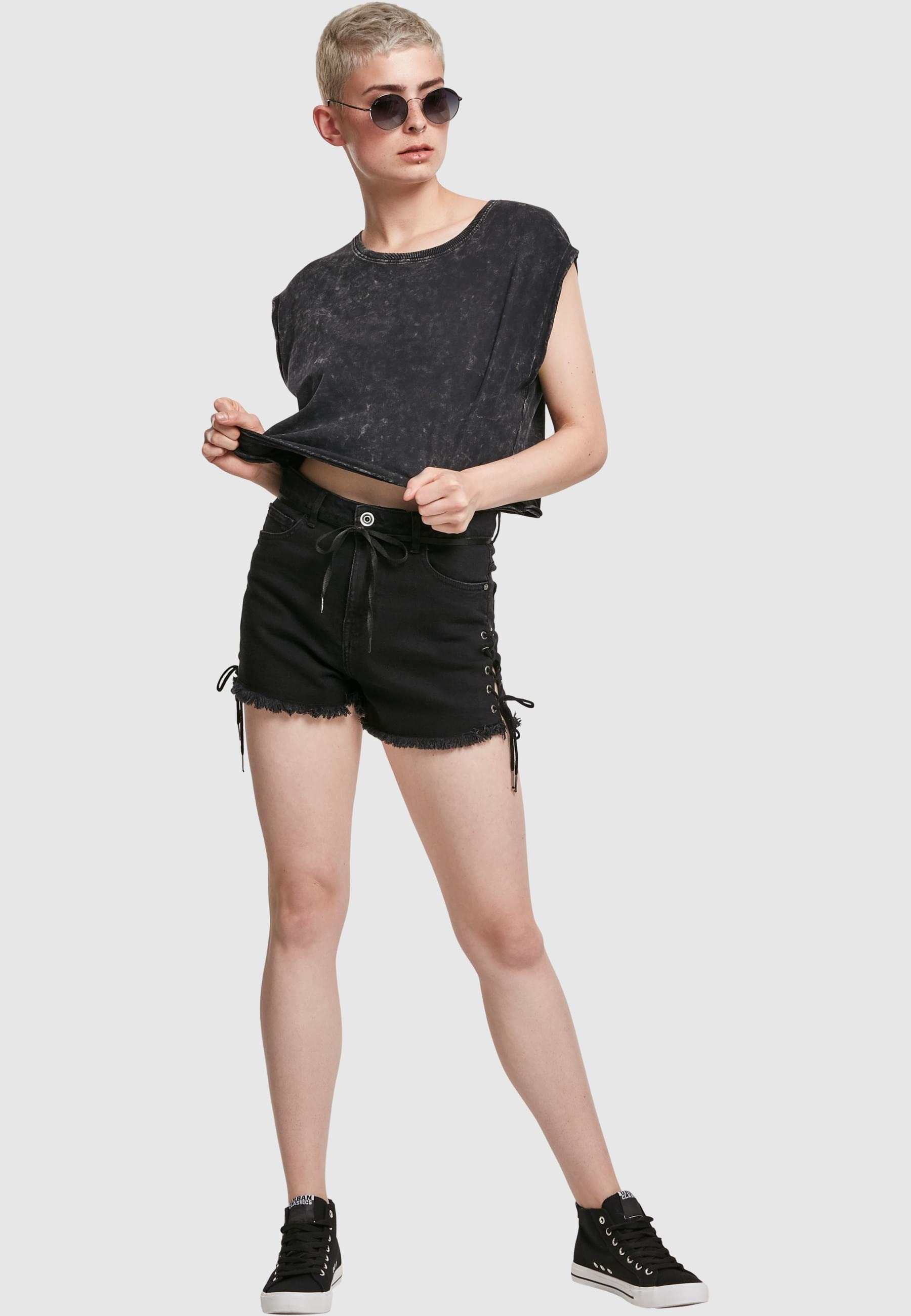 URBAN CLASSICS T-Shirt »Urban Classics Damen Ladies Short Acid Wash Tee«, (1 tlg.)