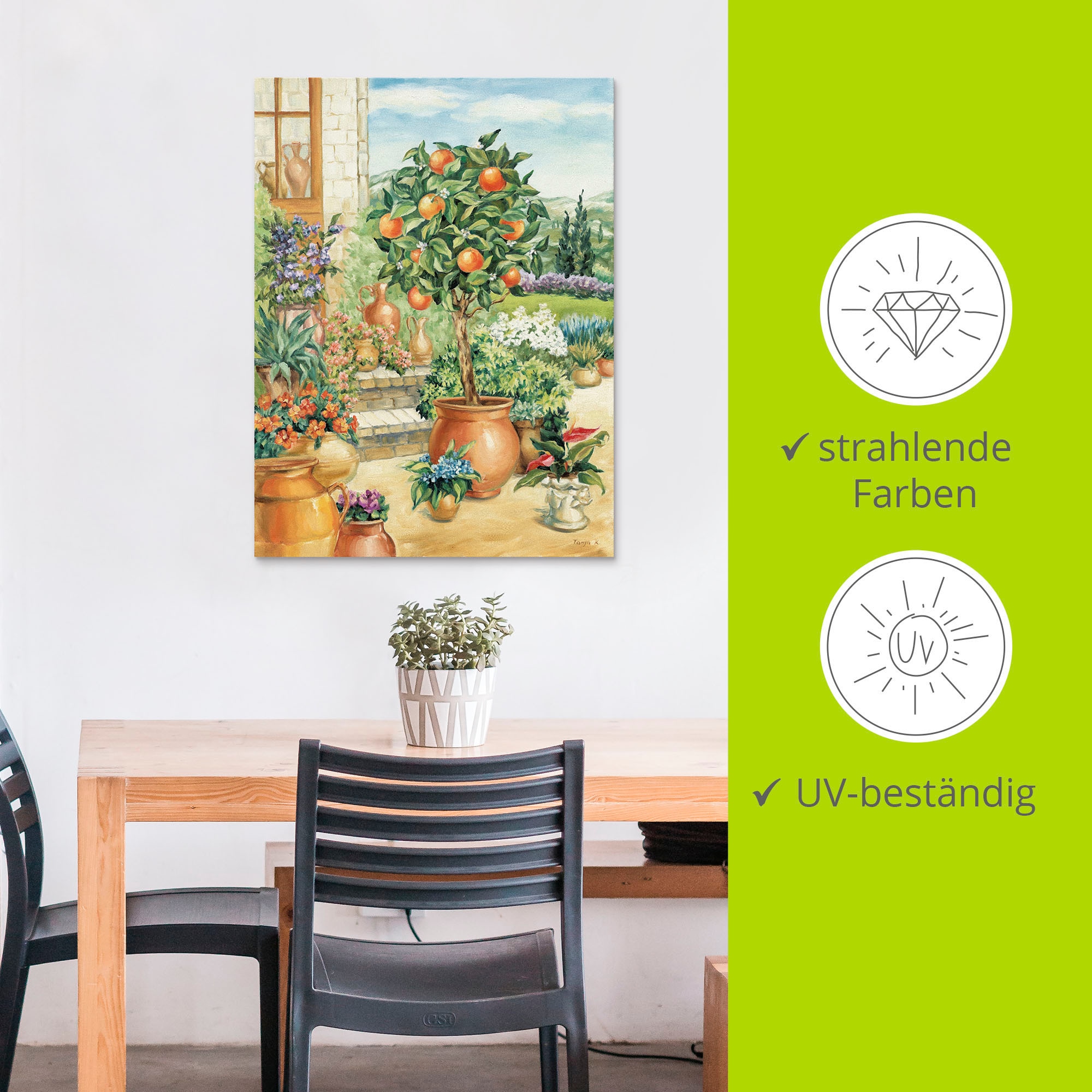 Artland Wandbild »Orangenbaum im Garten«, Garten, (1 St.), als Alubild, Outdoorbild, Leinwandbild, Poster, Wandaufkleber