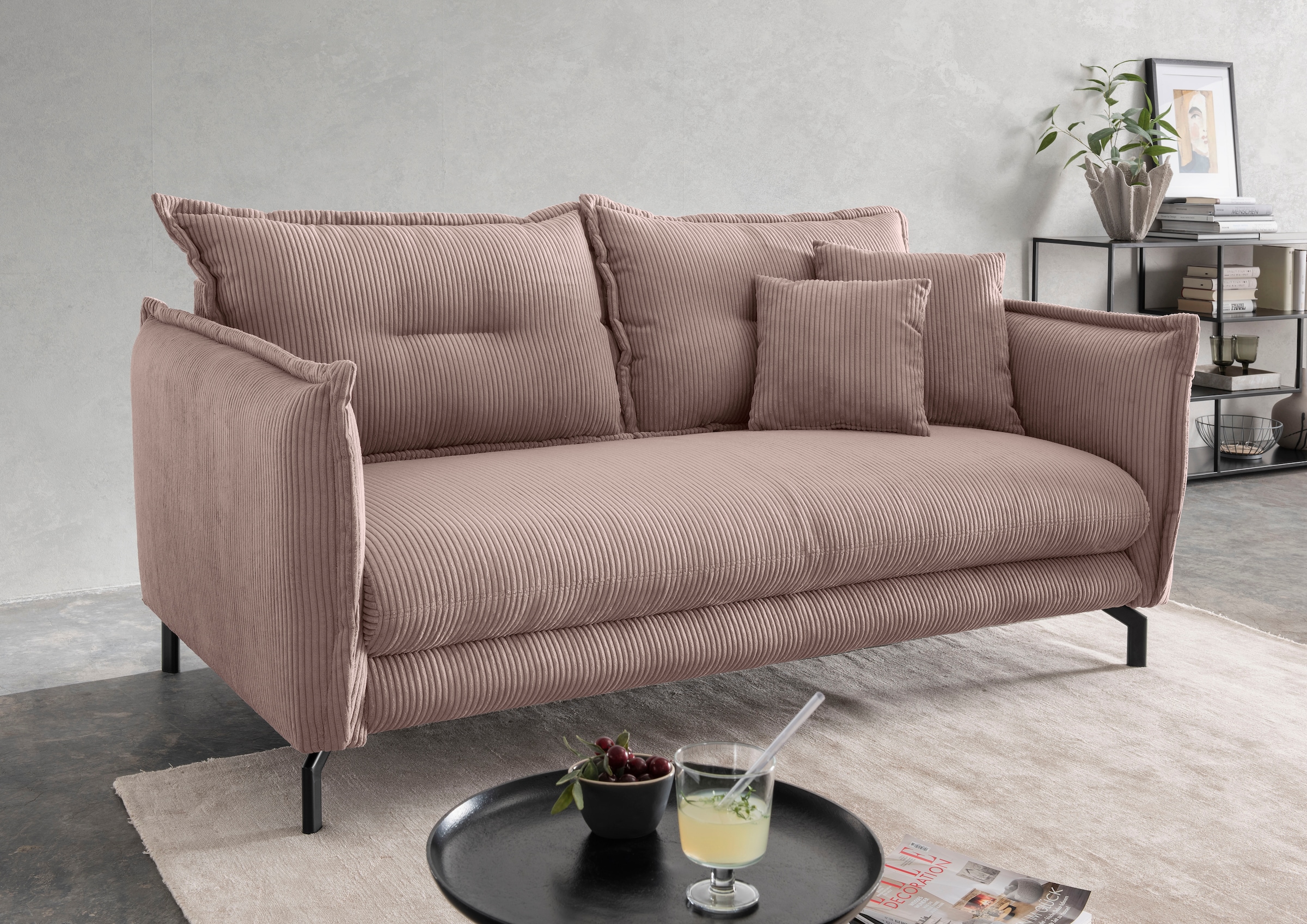 Home affaire 3-Sitzer "Lava modern & bequem, verstellbare Armlehnen, tolle Detailverarbeitung" zwei verschiedene Fußfarben wählbar