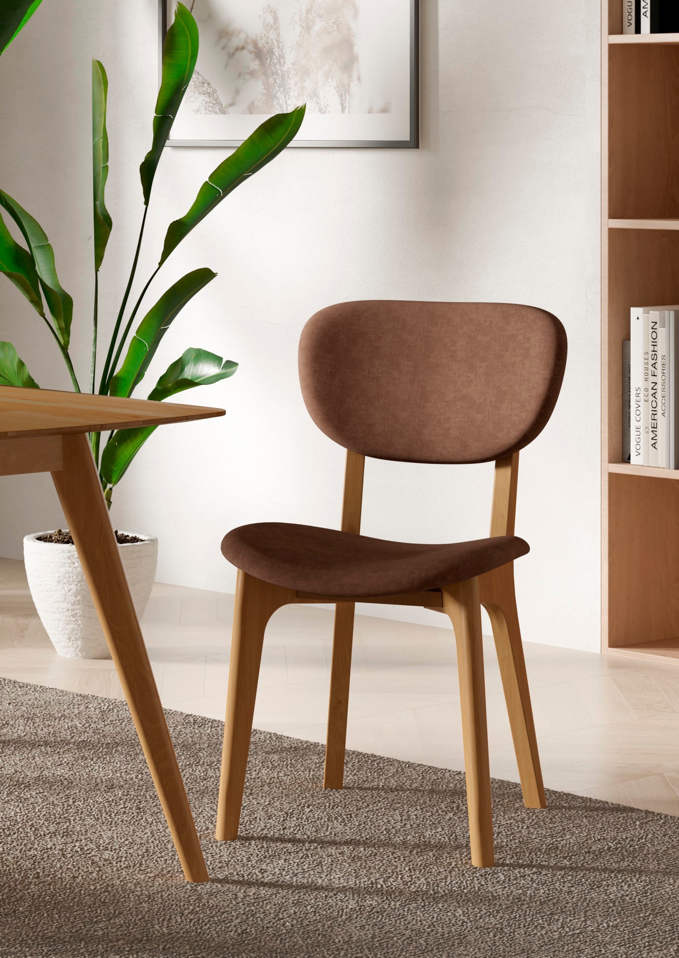 Home affaire 1100000002199 "COZY Made in Italy" (Set) 2 Stk.Gestell in Buche, Kirsch- oder Nussbaum, Massivholz, Design Stuhl
