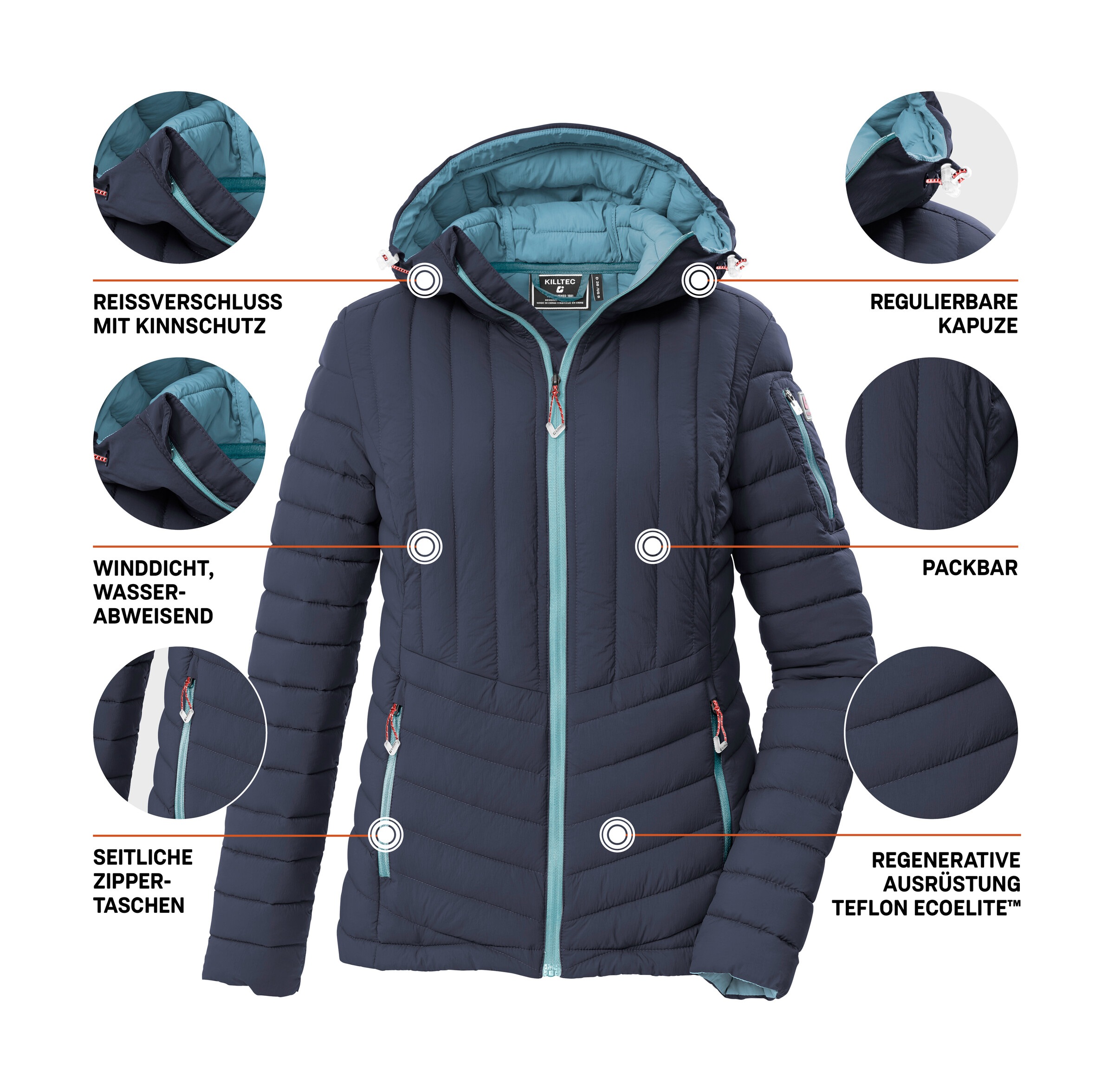 Killtec Steppjacke »KOS 75 WMN QLTD JCKT« Leicht, atmungsaktiv, winddicht, wasserabweisend, packbar