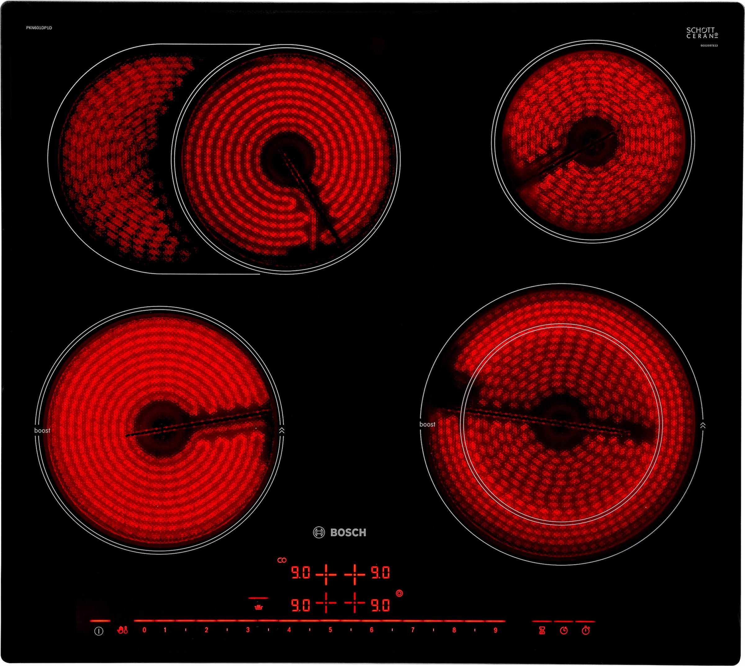 BOSCH Elektro-Kochfeld von SCHOTT CERAN "PKN601DP1D", mit Powerboost-Funktion