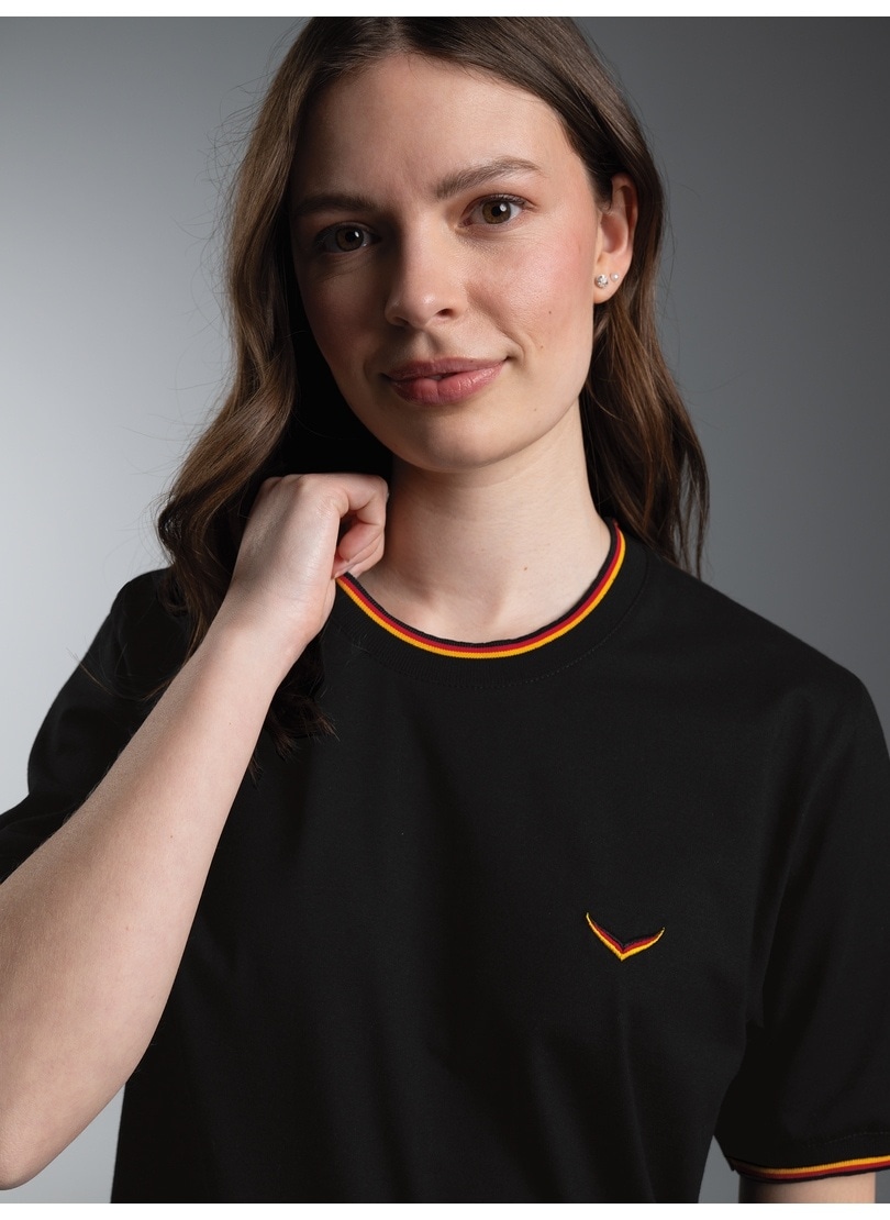 Trigema "TRIGEMA Deutschland T-Shirt mit kontrastfarbigen Bündchen" 1