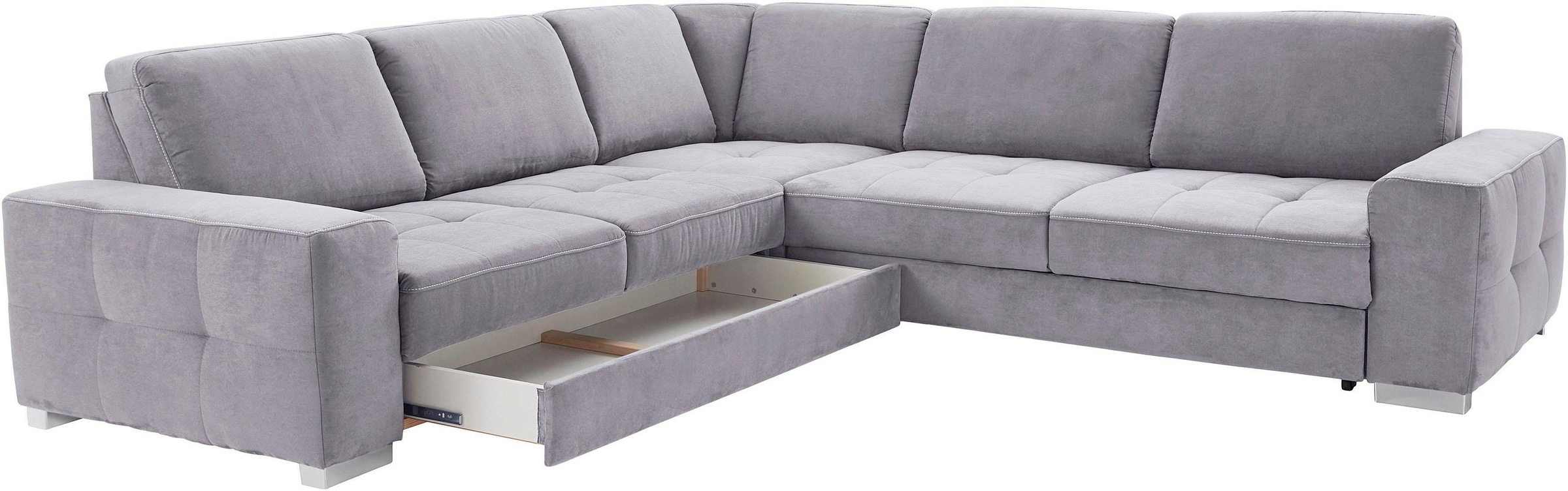 sit&more Ecksofa »Santorini L-Form«, mit Federkern und Sitztiefenverstellung, wahlweise mit Bettfunktion
