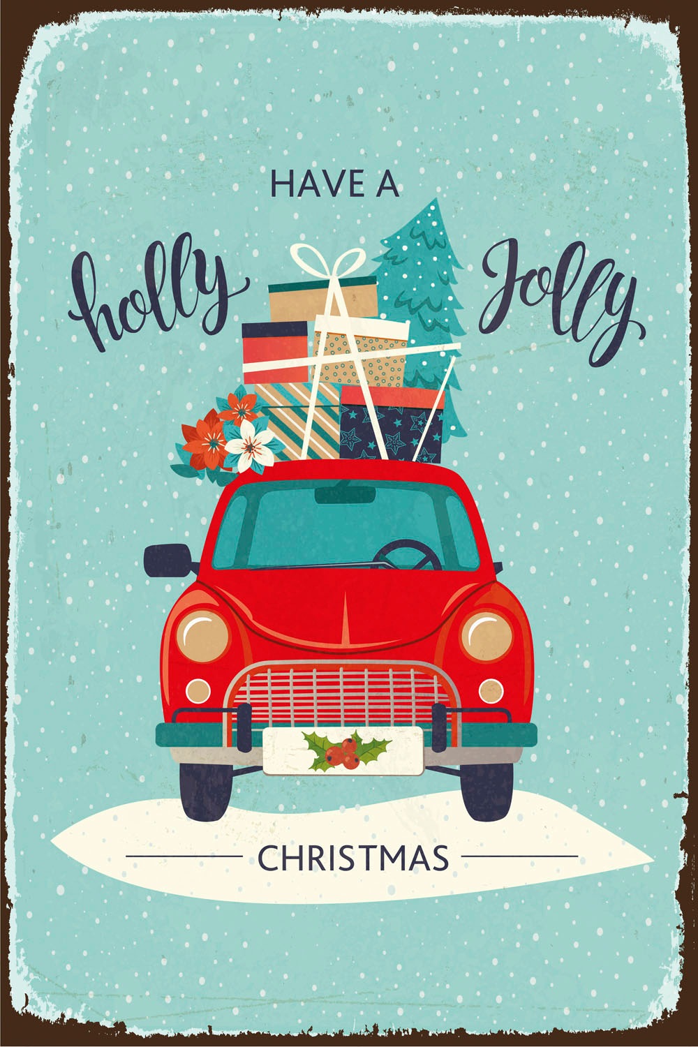 queence Metallbild »Holly Jolly«, Schriftzüge-Schriftzug-Weihnachten, (1 St.), Stahlschilder