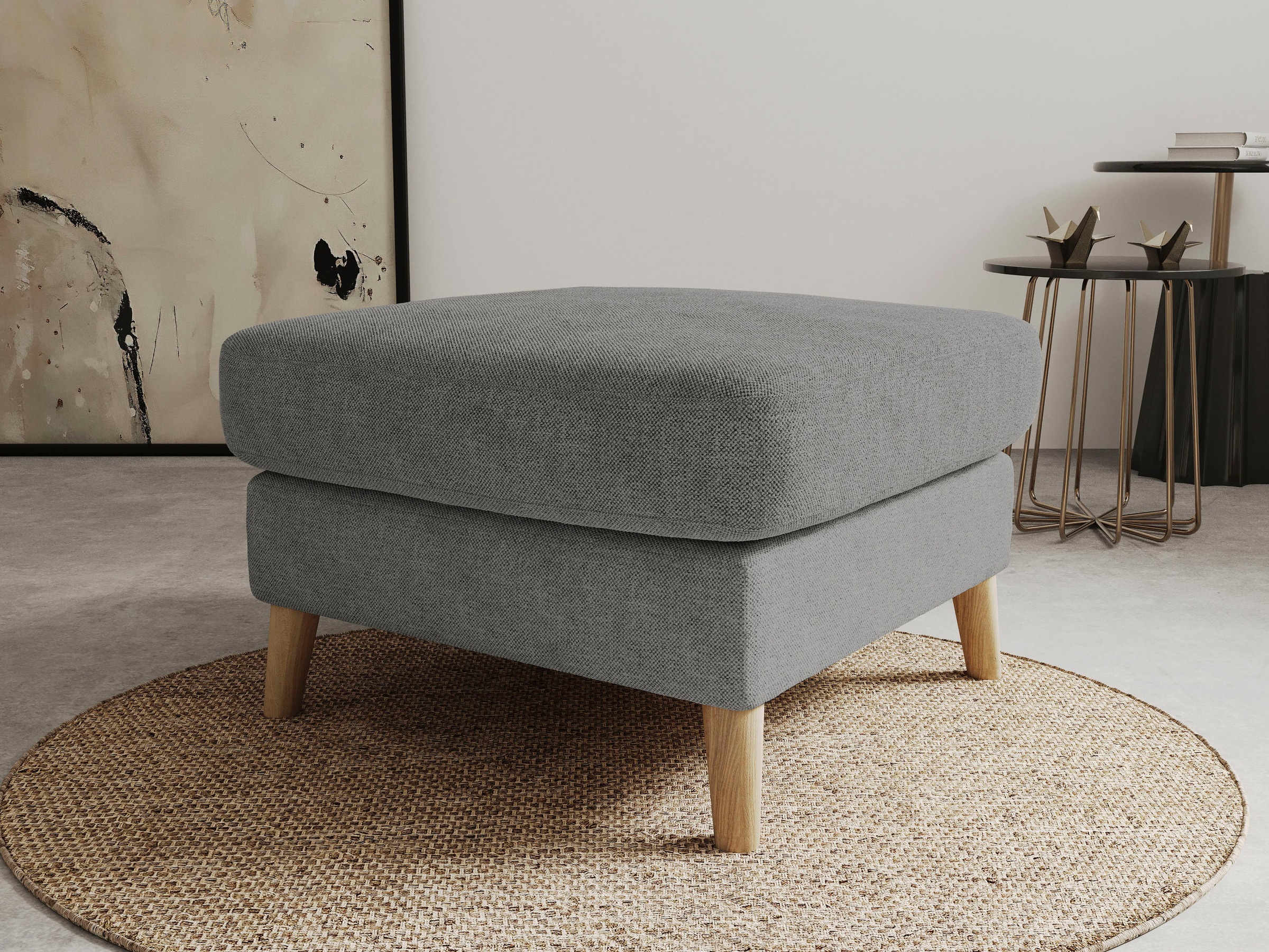 Home affaire Polsterhocker "MARSEILLE" Massivholzbeine Eiche, Landhausstil, günstig online kaufen