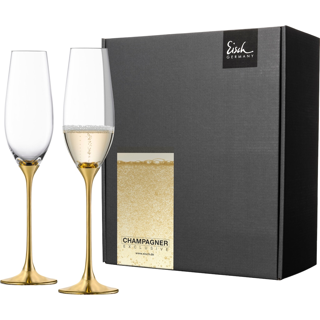 Eisch Sektglas »Champagner Exklusiv«, (Set, 2 tlg.), Auflage in Echtgold, 180 ml, 2-teilig