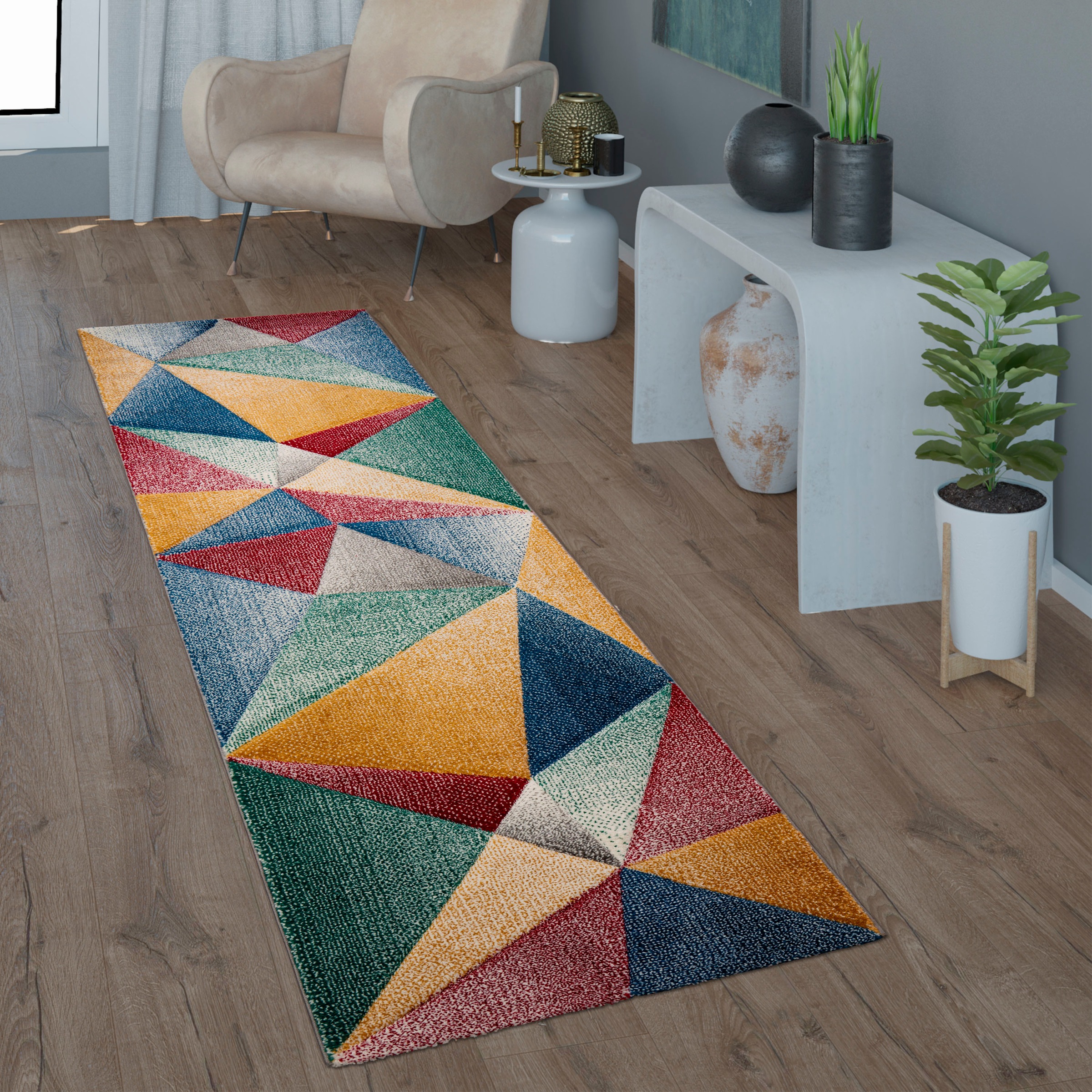 Paco Home Läufer »Smaragd 762«, rechteckig, Kurzflor, modernes geometrisches Design,... kaufen