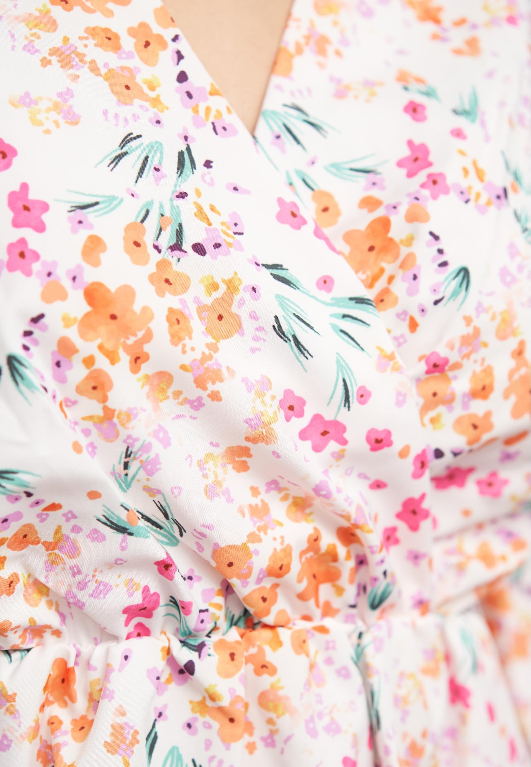 CLOUD 5IVE Klassische Bluse »CLOUD 5IVE V-Neck Schößchenbluse m. Blumen Print in Wickeloptik«