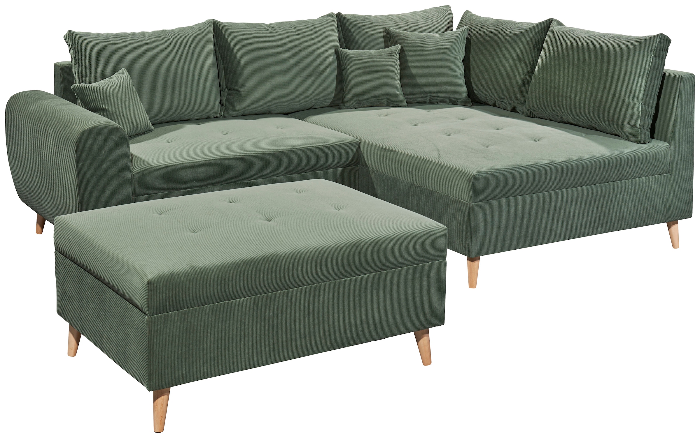 ED EXCITING DESIGN Ecksofa "Calanda L-Form", mit Hocker & 3 Zierkissen günstig online kaufen