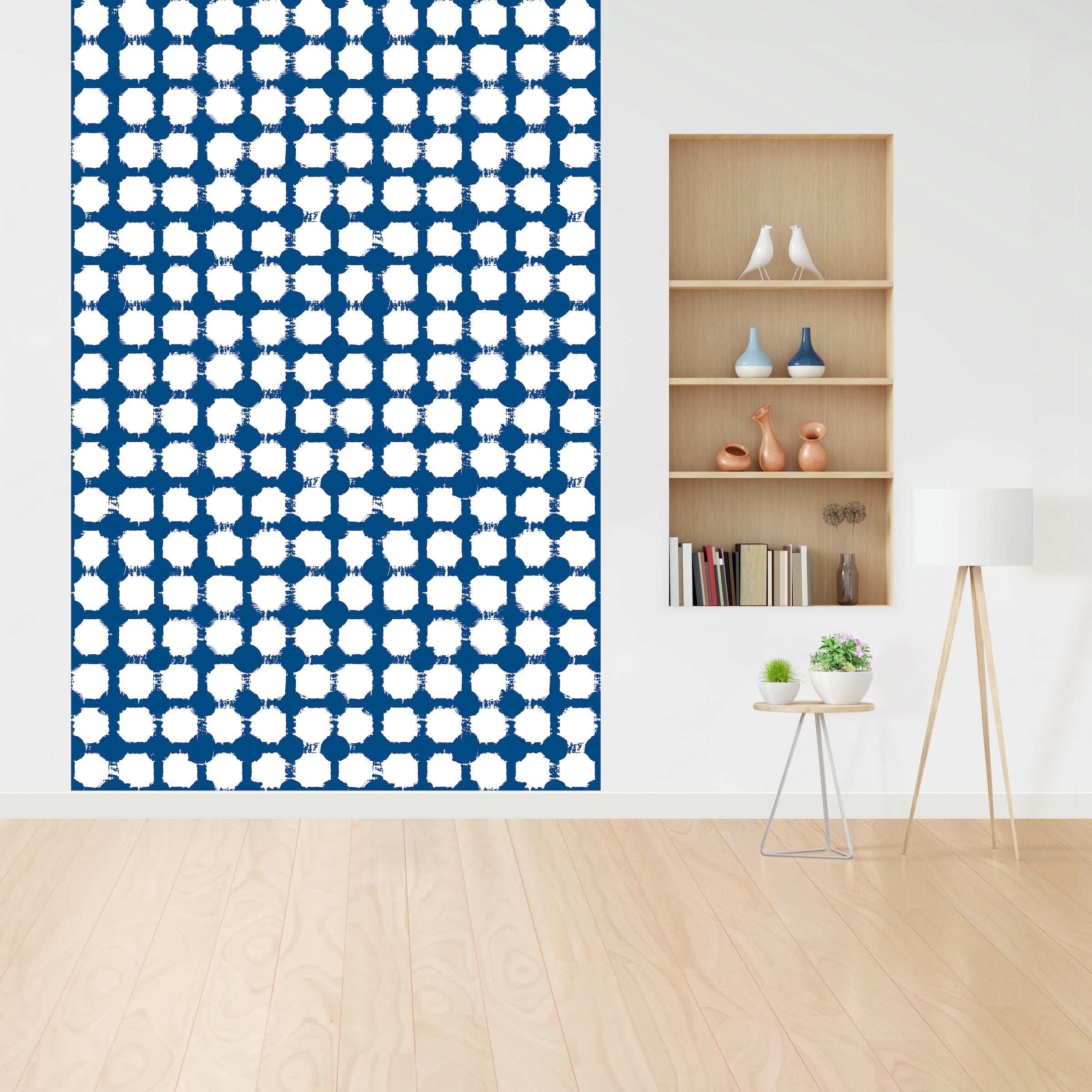 queence Vinyltapete »Muster-Blau« 3D-Optik | Motiv | bedruckt | gemustert | gepunktet glatt 90x250cm, selbstklebend, kinderleichte Anbringung, , Sticker