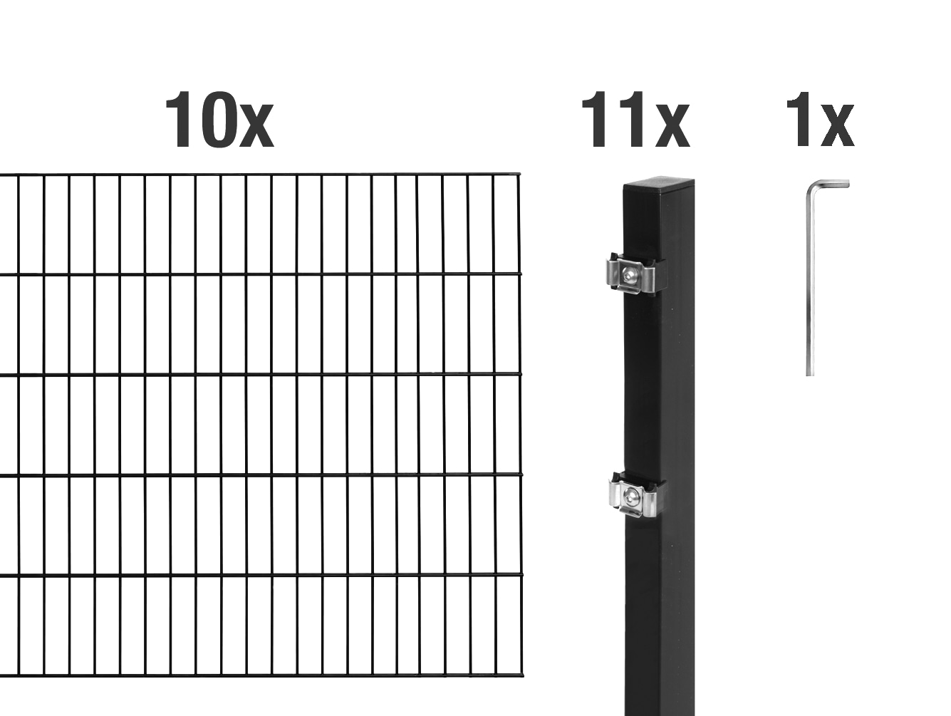 Alberts Doppelstabmattenzaun "Grundset" Höhe: 80-200 cm, Gesamtlänge: 4-30 m, zum Einbetonieren