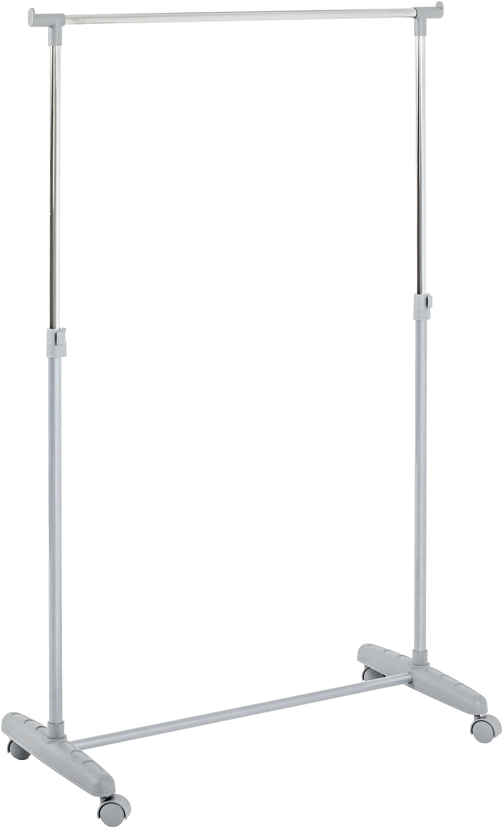HAKU Garderobenständer "Garderobe, Garderobenständer, Kleiderständer auf Rollen, Kleiderwagen" rechteckig - aus Metall Grau - B/T/H 81/39/96-160 cm