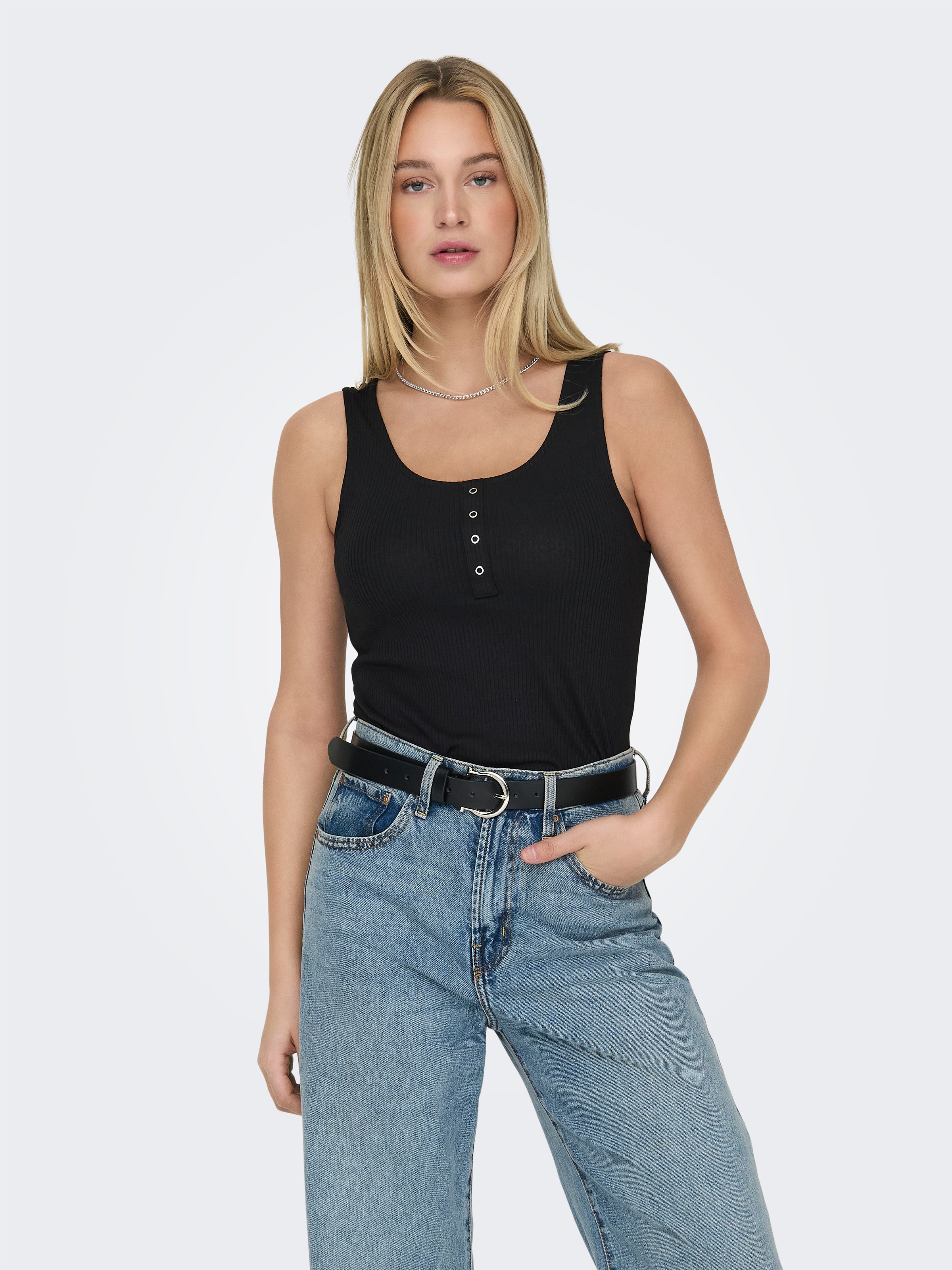 ONLY Ripptanktop "ONLSIMPLE LIFE S/L BUTTON TOP JRS CS 2PK" Packung, 2 Stk. günstig online kaufen