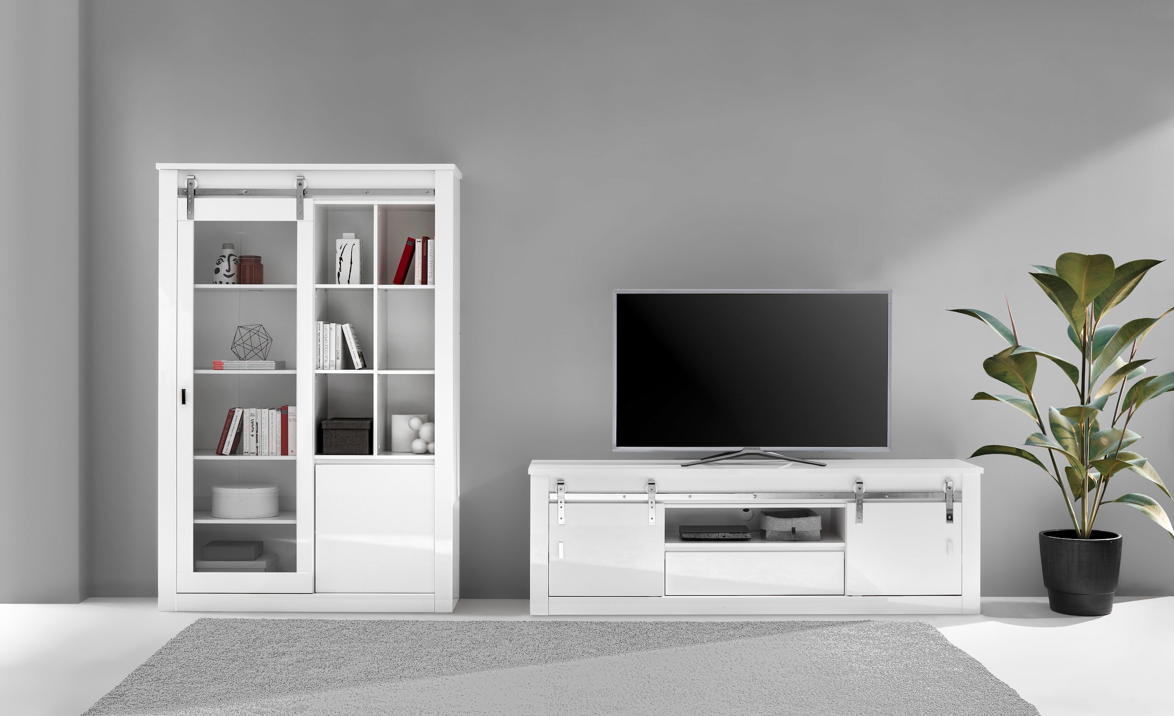 Home affaire Wohnwand "Daytona, moderne Anbauwand, Wohnzimmer-Set in Weiß H günstig online kaufen