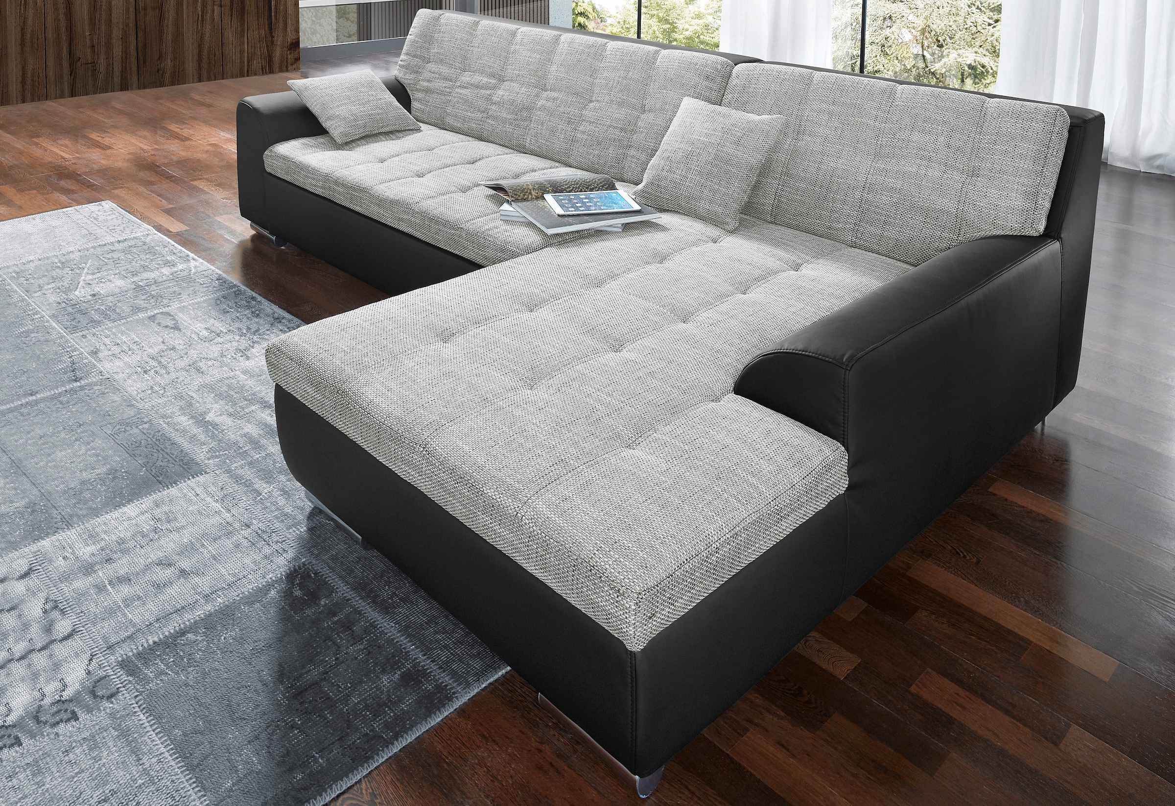 DOMO collection Ecksofa Treviso, wahlweise mit Bettfunktion, incl. Zierkissen