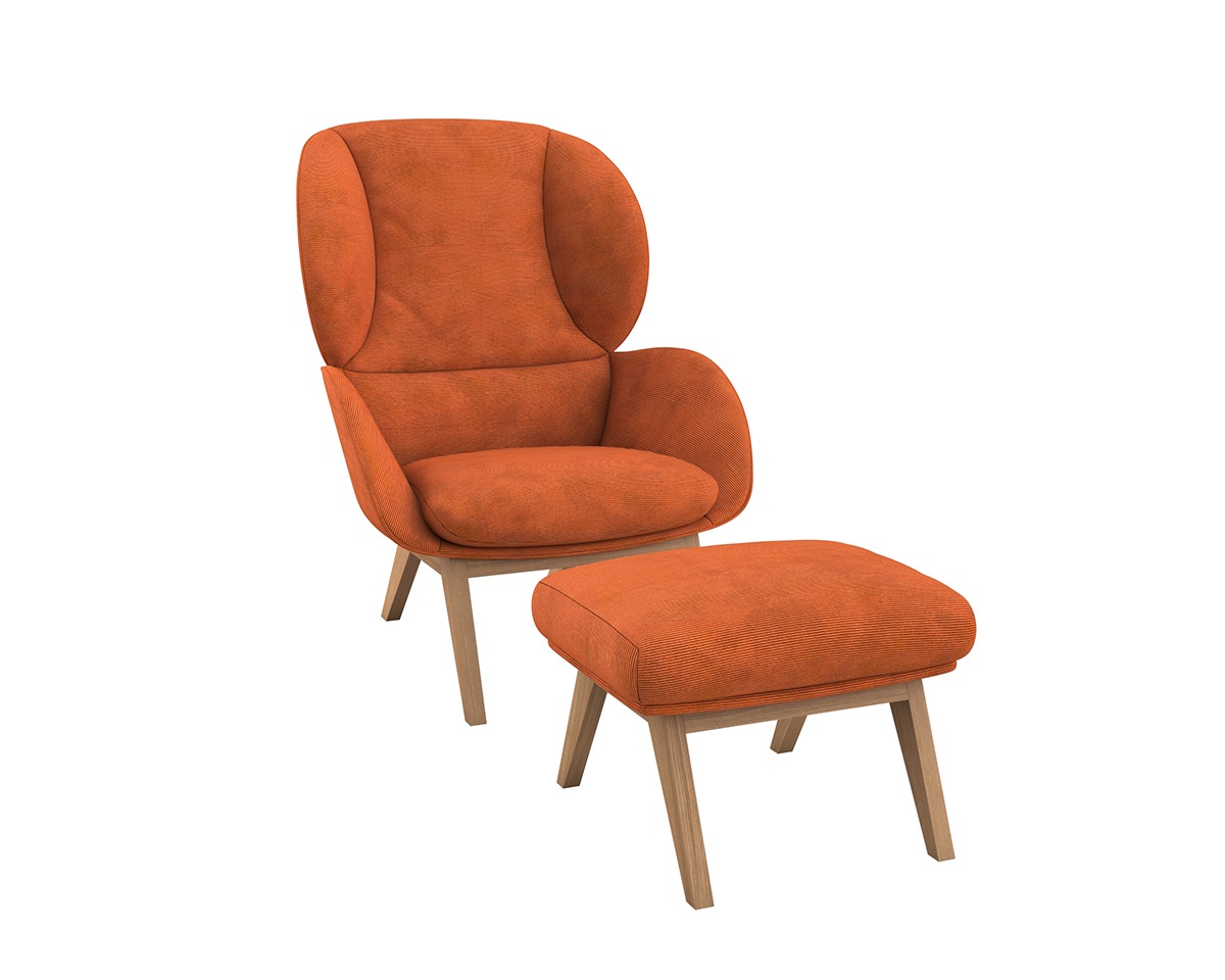 Thumbnail - FLEXLUX "Adria" Fuß Eiche, Fußhocker für Ohrensessel