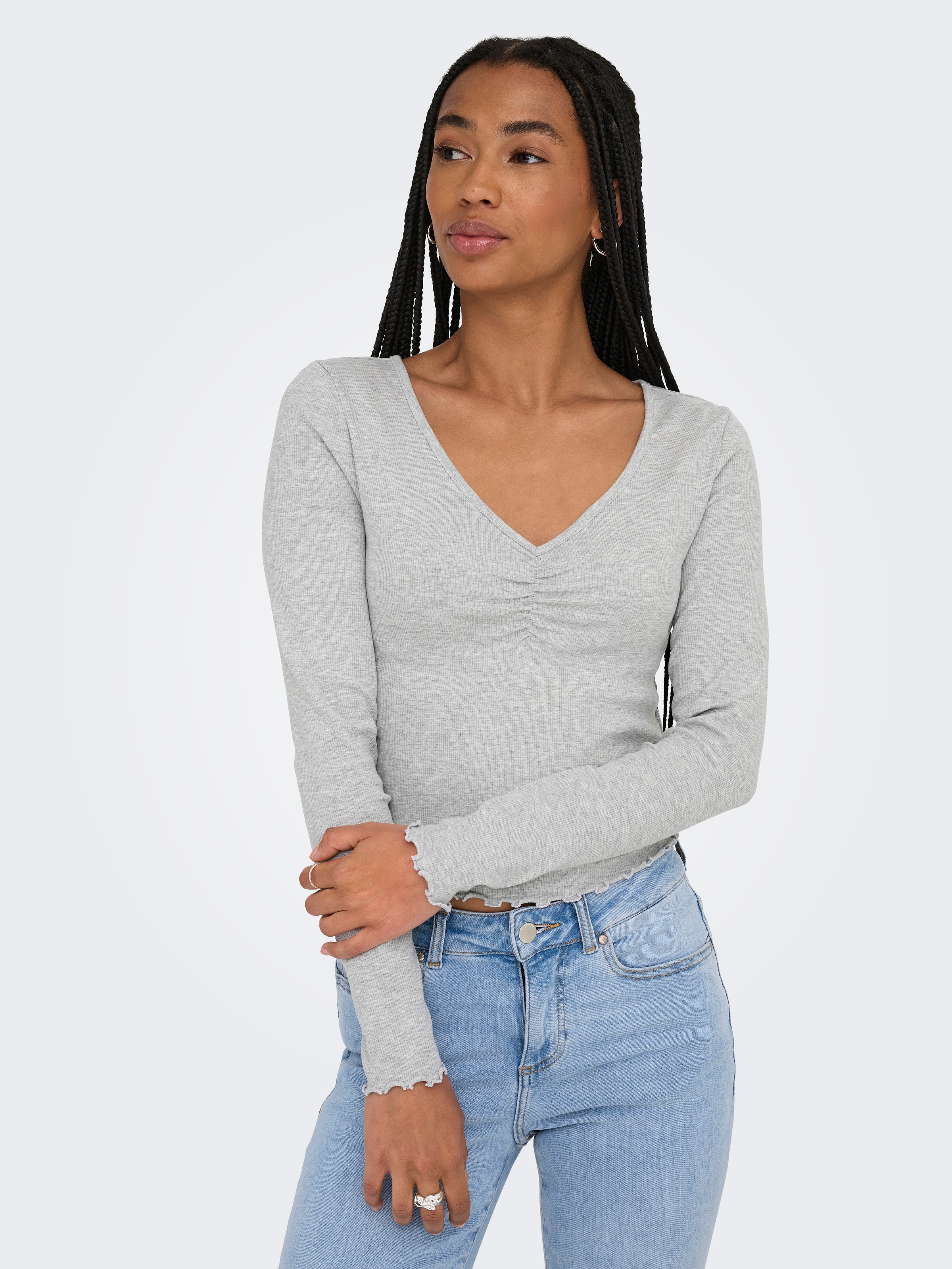 ONLY Langarmshirt "ONLBETTY L/S V-NECK TOP CC JRS" günstig online kaufen