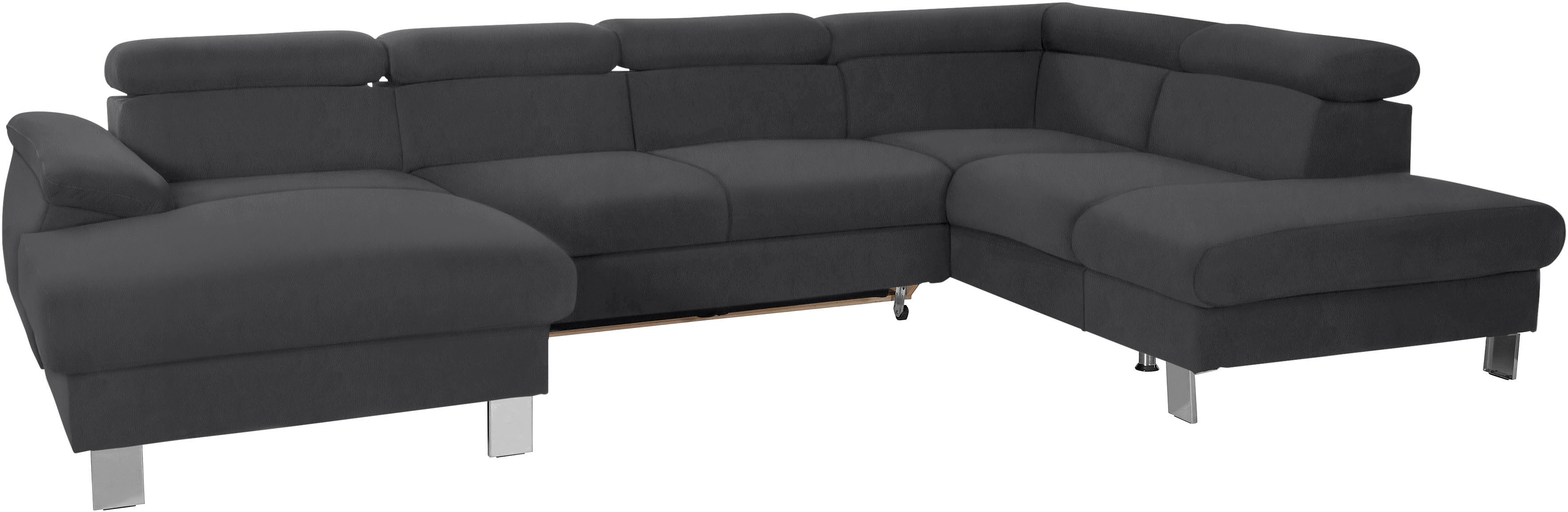 COTTA Wohnlandschaft "Komaris U-Form, B: 320 cm" mit Kopfteilverstellung, optional Schlaffunktion, Bettkasten & Licht