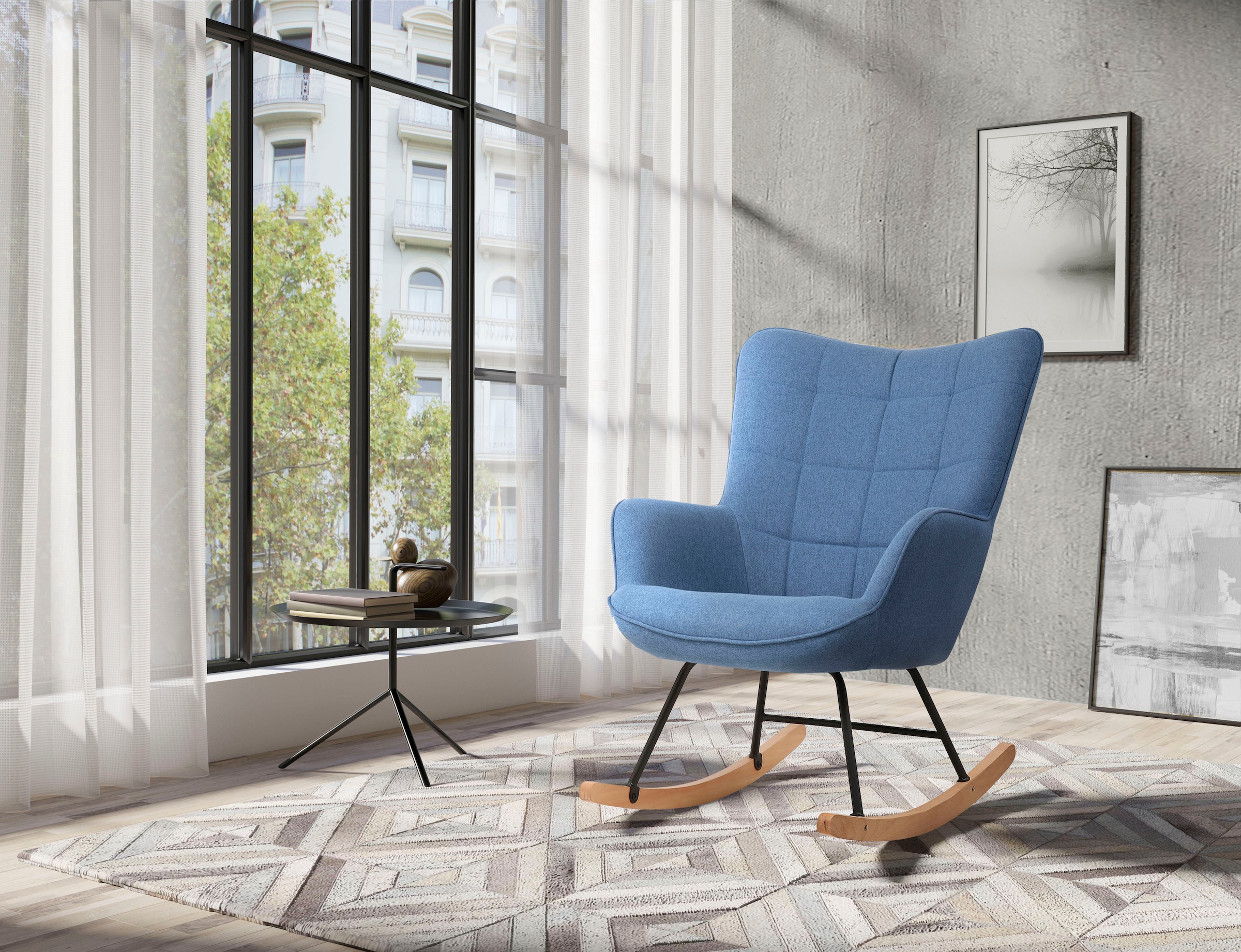 byLIVING Schaukelstuhl "Richie" () 1 Stk. moderne Metallbeine mit Holzkufe, günstig online kaufen