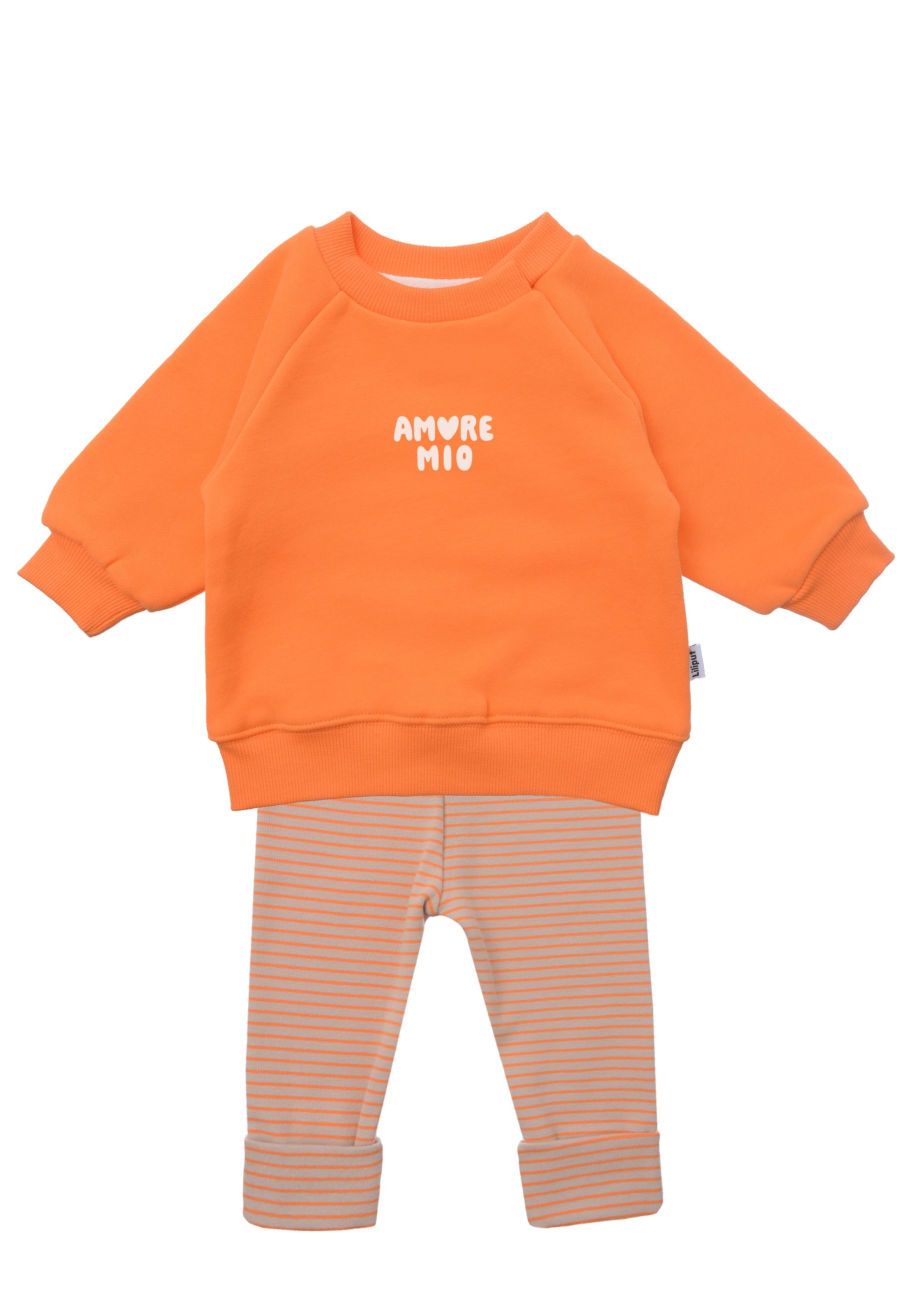 LILIPUT Mädchen Sweatanzug "Amore Mio", orange, Gr. 74, bedruckt, 80% Baumwolle, 20% Polyester, Sportanzüge, bestehend aus Leggings und Sweatshirt