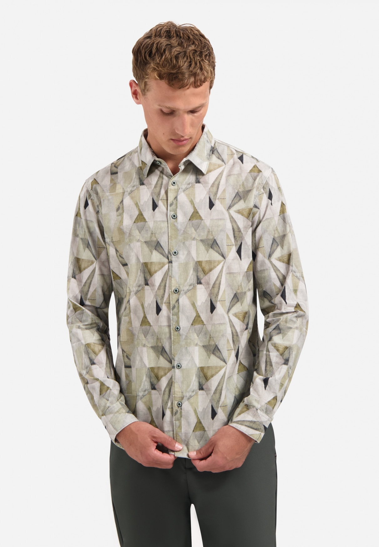 NO EXCESS Langarmhemd "No Excess Stretchhemd mit Print" günstig online kaufen