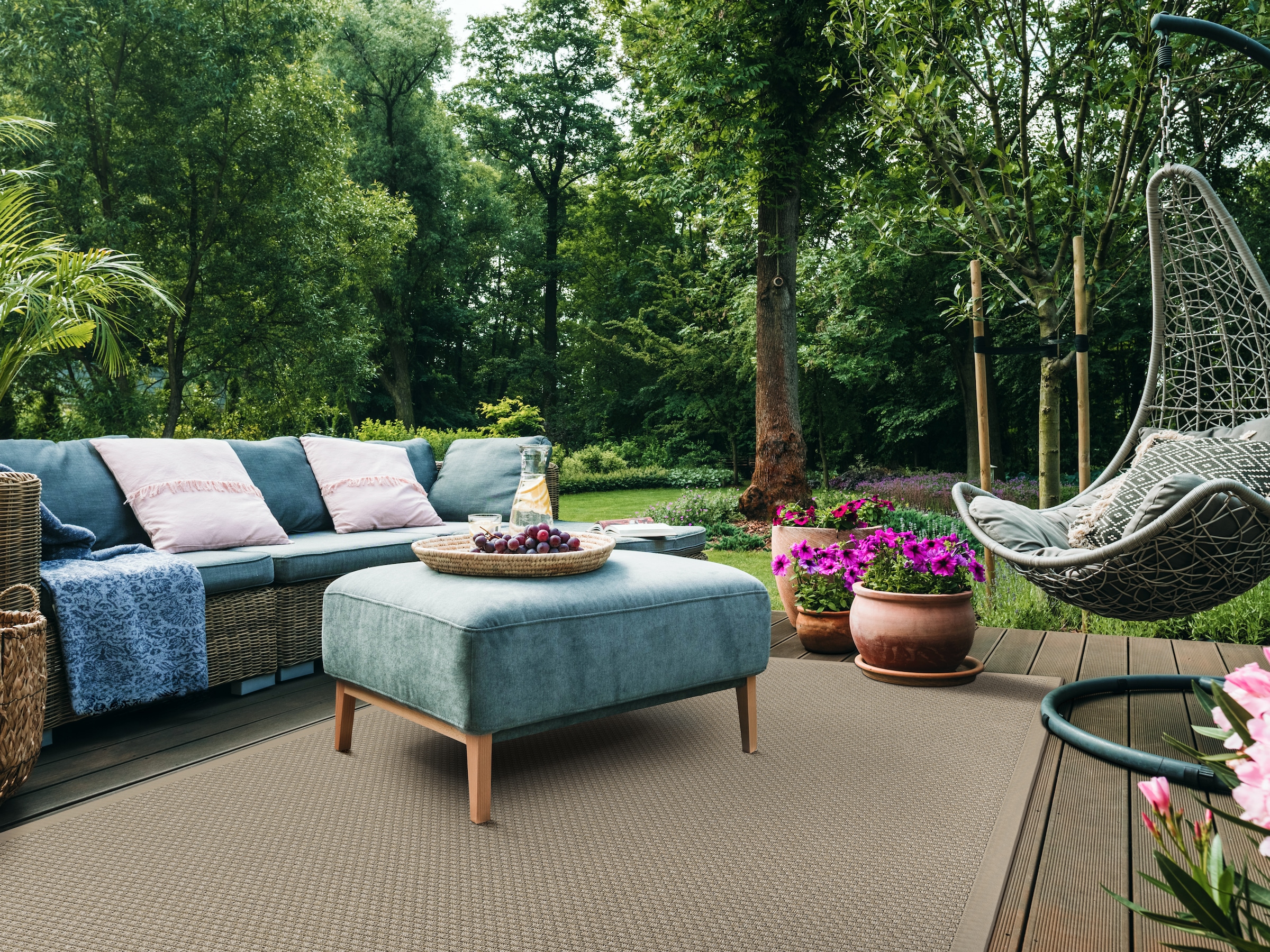 Dekowe Teppich »Basic S2 Karree«, rechteckig, 10 mm Höhe, Sisaloptik, mit Bordüre, In- und Outdoor geeignet