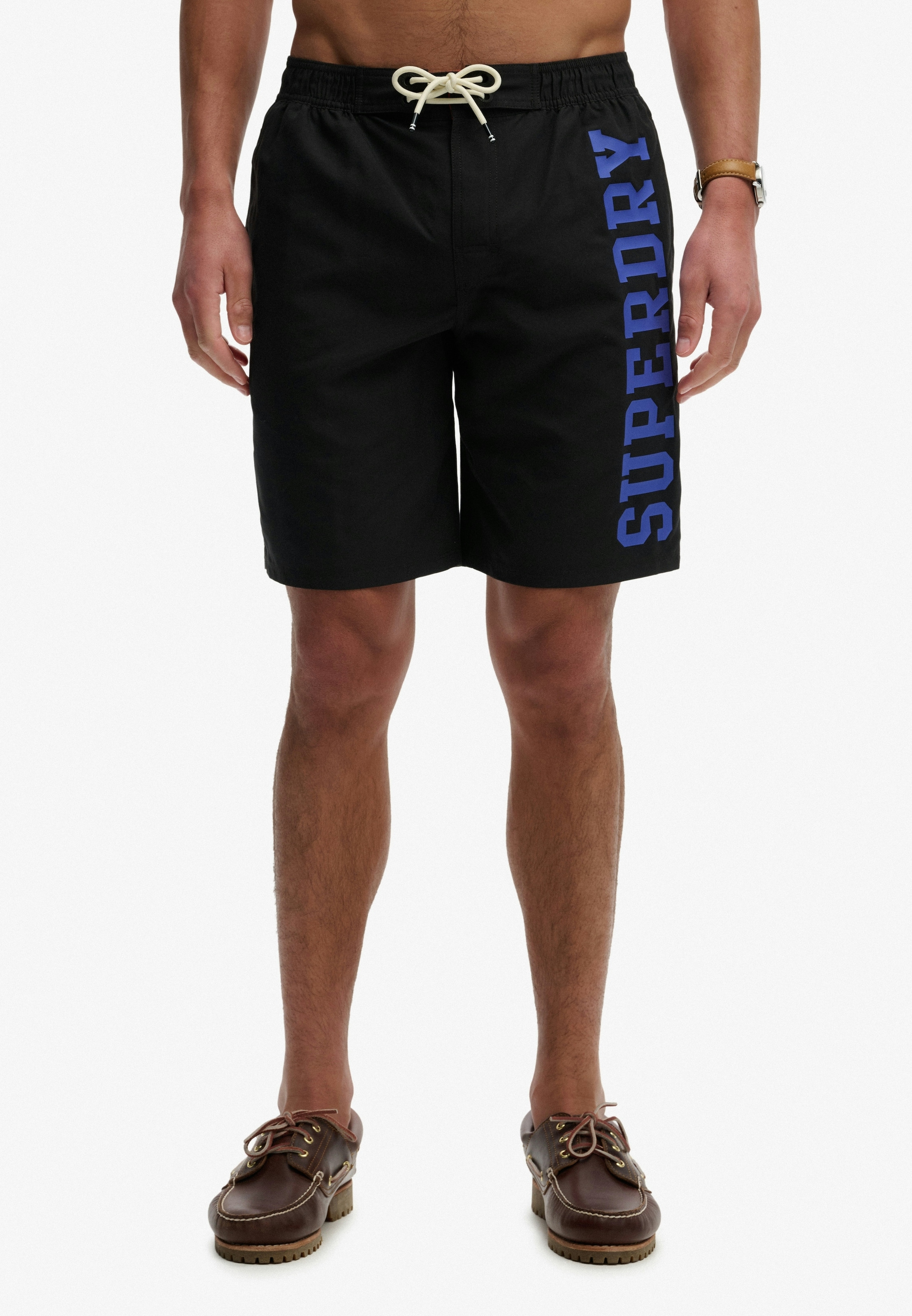 Superdry Badeshorts "LOGO 19 BOARDSHORT" lockere Passform, bedruckte Optik, aus Polyester