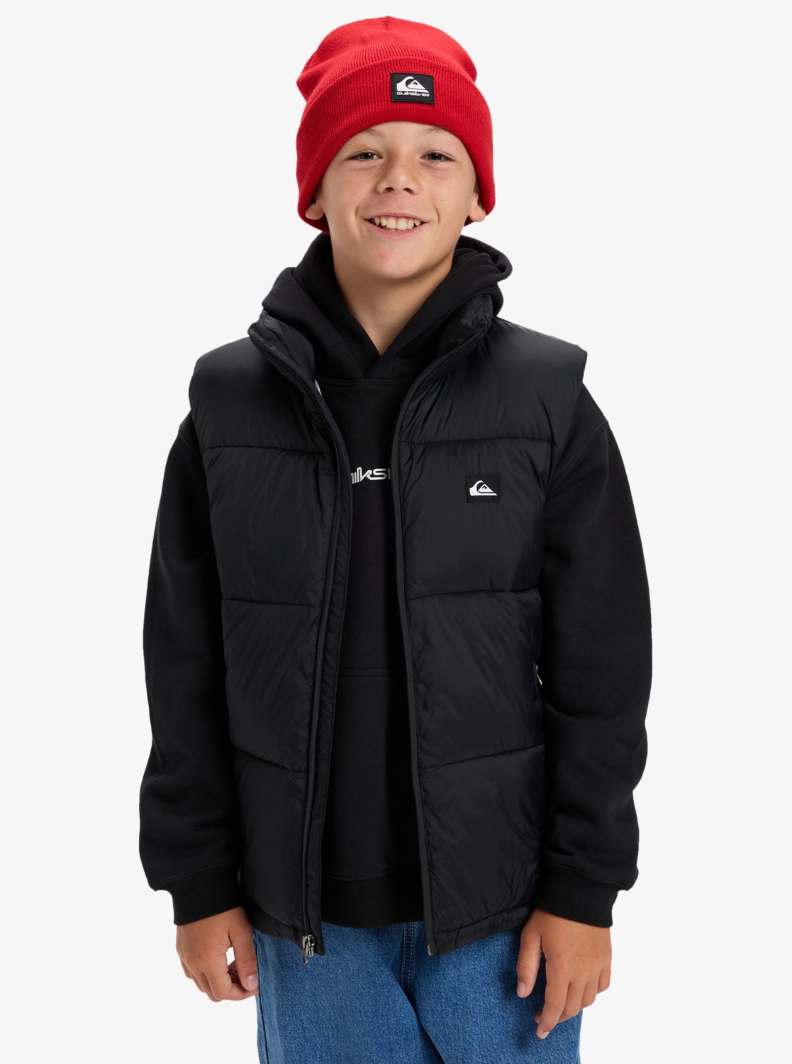 QUIKSILVER Jungen Steppweste "COLD DAYS SLEEVELESHORT SLEEVE YOUTH", schwarz, Gr. 14, Obermaterial: 100% Nylon, Westen