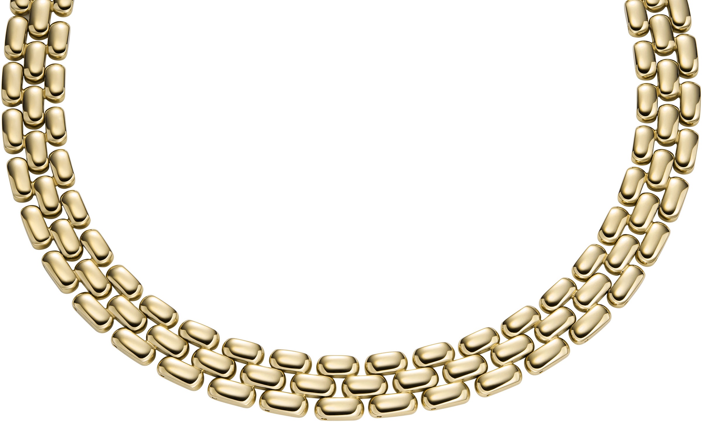 Kette ohne Anhänger FOSSIL "Schmuck Geschenk Edelstahl Halskette Arden", gold (gelbgoldfarben), Halsketten, Damen, Edelstahl, L: 45,5 B: 14,1mm, B:14,1mm 2