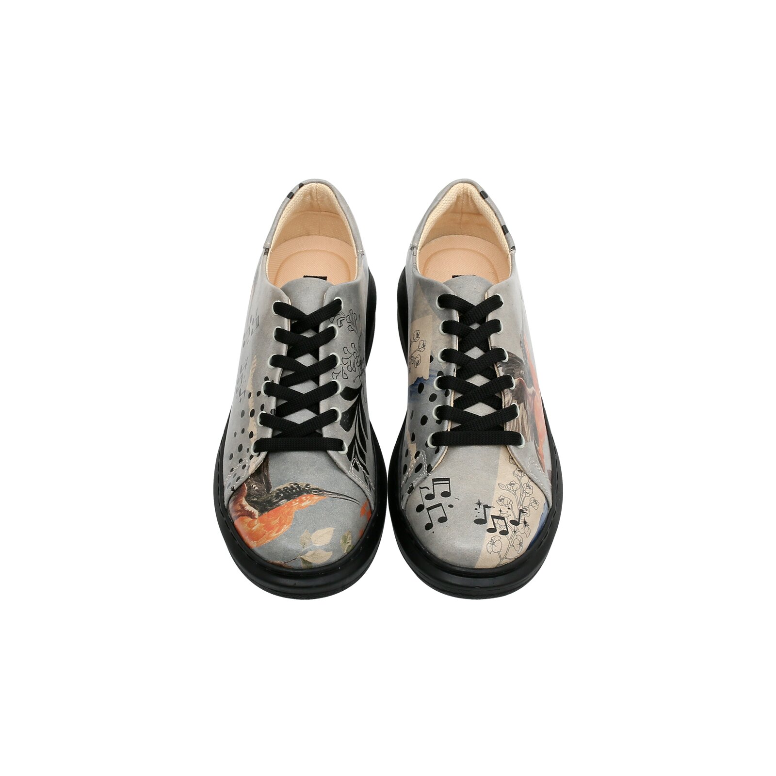Thumbnail - DOGO Plateausneaker "Myra Low-Top Sneaker Birds Chirping Damen Sneaker", Handgefertigt
