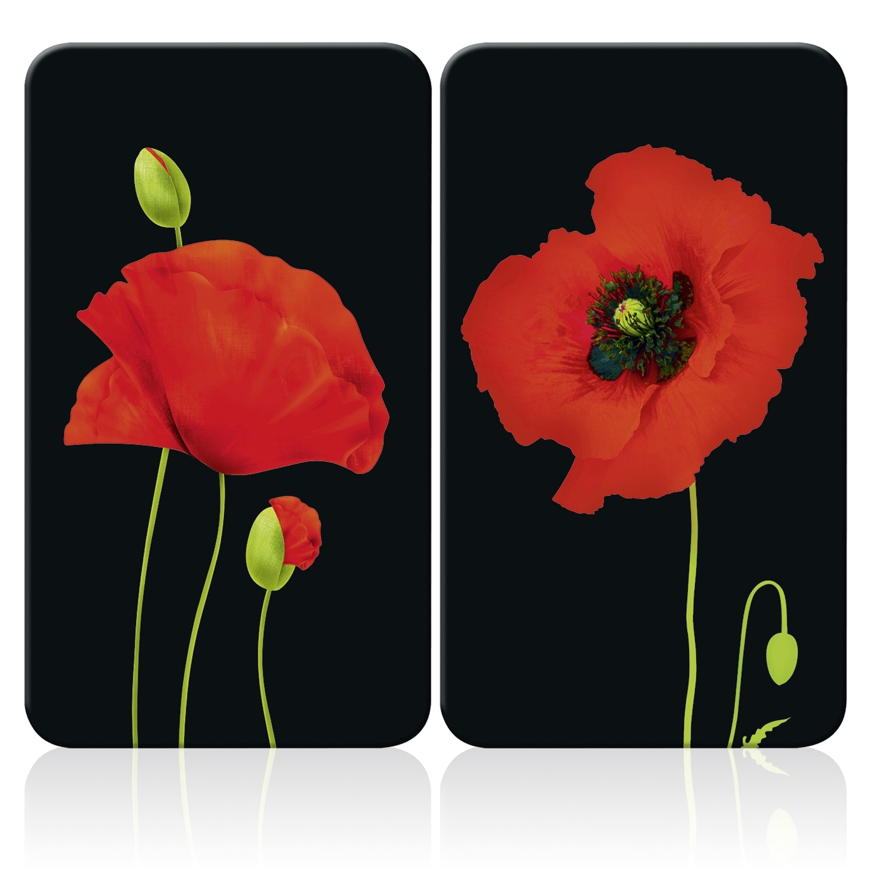 Maximex Herd-Abdeckplatte »Universal Modell Mohn«, (Set, 2 tlg.), Herdabdeckung für alle Herdarten, kratzfest, mit rutschfesten Füßen