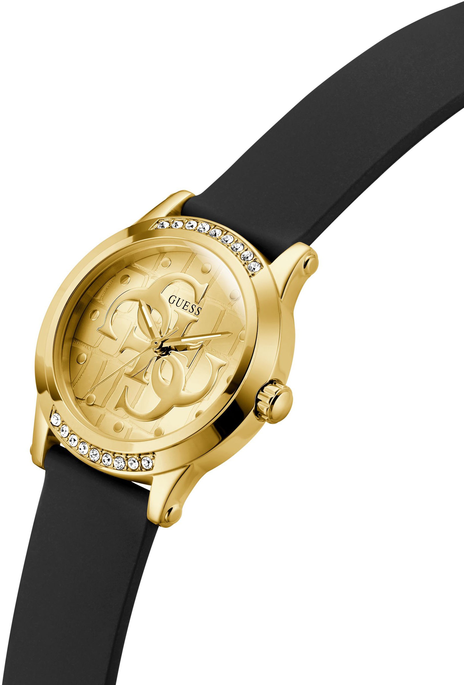 Guess Quarzuhr »ANNETTE«, Armbanduhr, Damenuhr, Silikonarmband