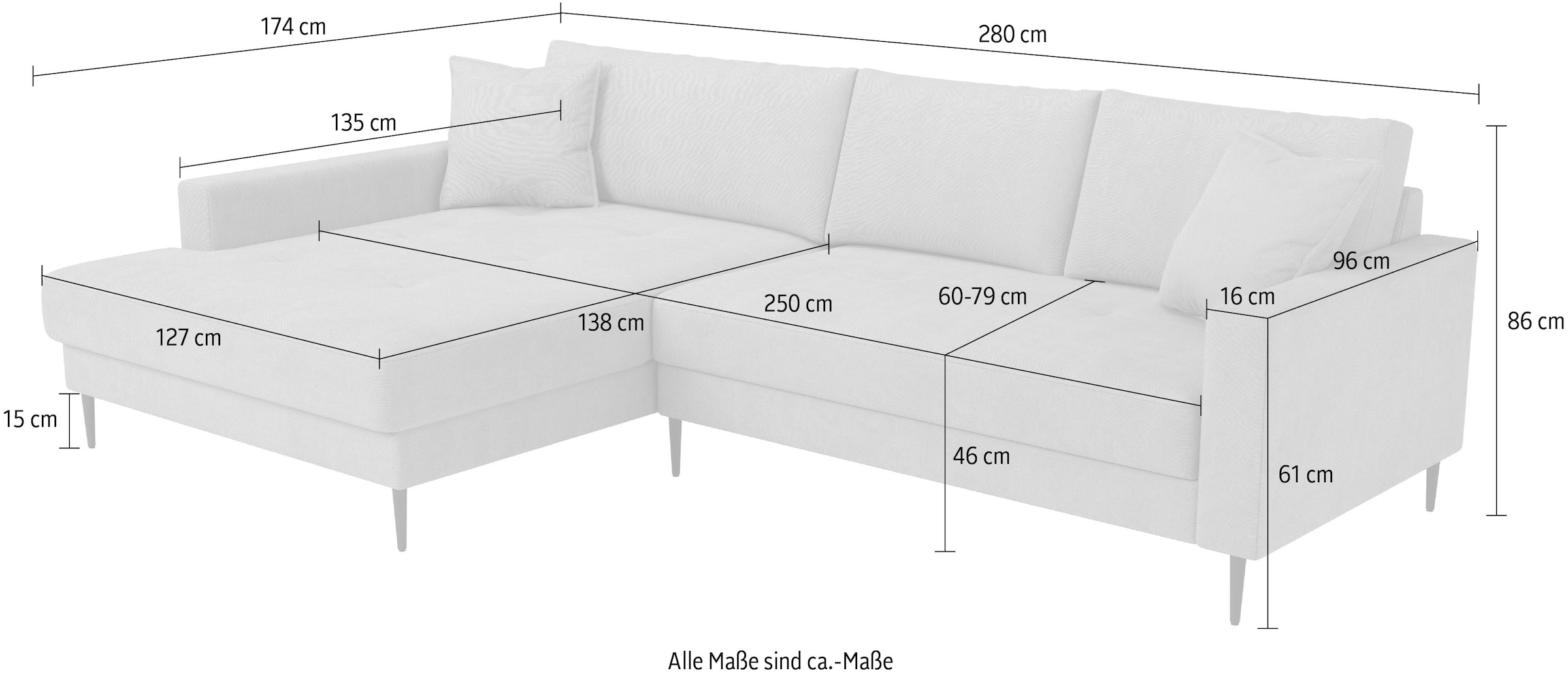 Trends by HG Ecksofa »Summer« hochwertiger Stoff mit edlem Metallfuß