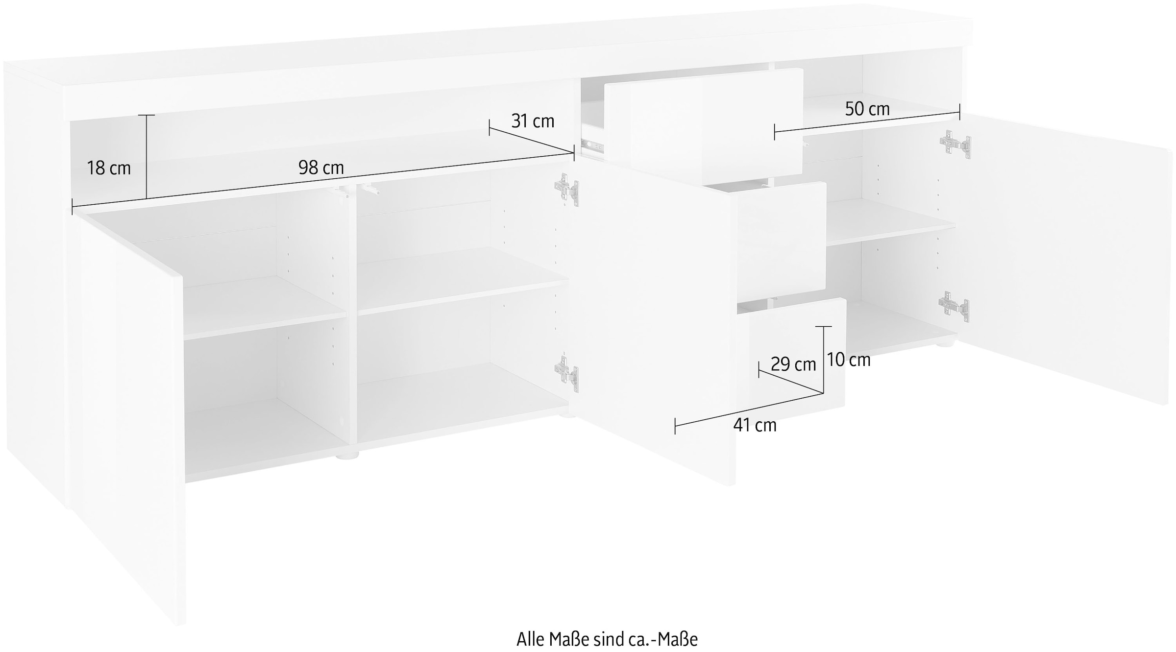 borchardt Möbel Sideboard »Kapstadt«, Breite BAUR mit | Schubkästen 200 3 cm