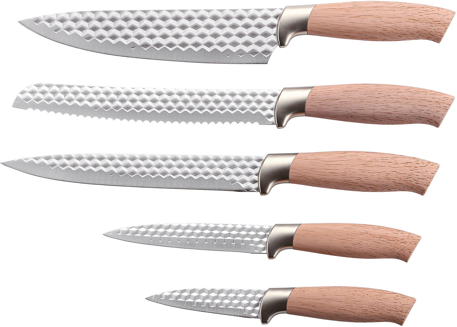 KING Messer-Set "NATURELLE", braun, Kochmesser-Sets, Messerklingen mit Wabenstruktur, Holz-Optik Griffe