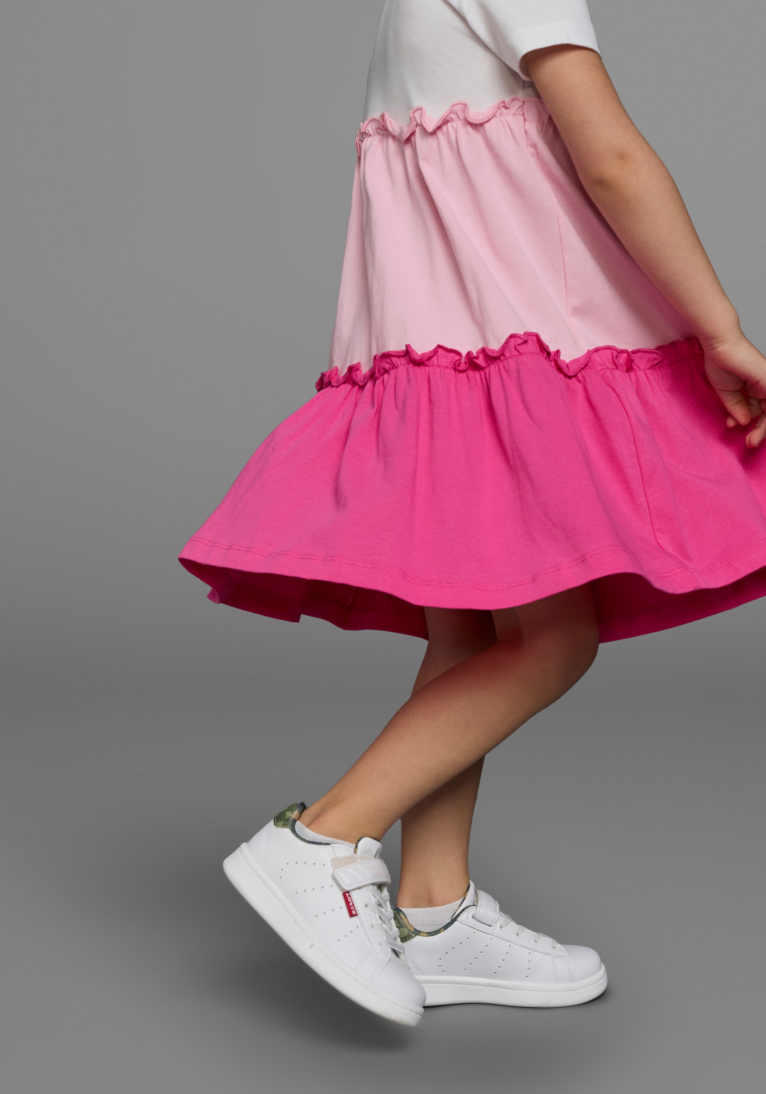 Thumbnail - KIDSWORLD Jerseykleid "- Volantkleid für kleine Mädchen" festliche Anlässe, kniefreie Länge, verspielter Stil