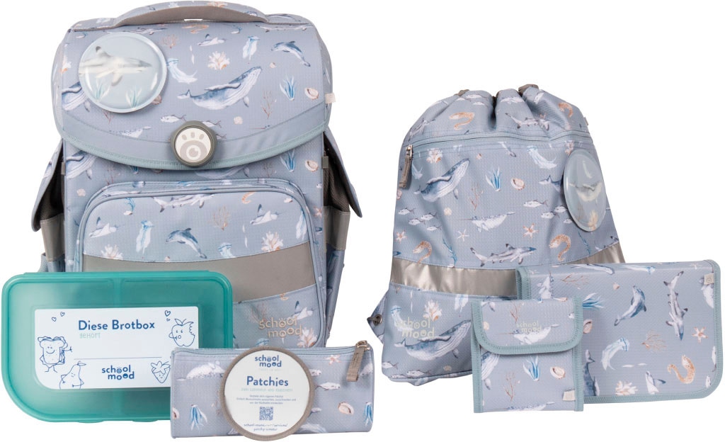 SCHOOL-MOOD Schulranzen "Timeless, Nordic Collection, Aqua", retroreflektierende Flächen, aus recyceltem Material