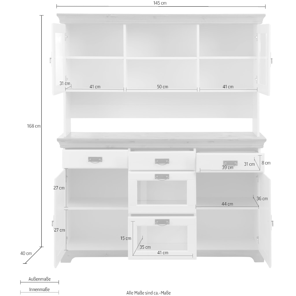 Home affaire Buffet »Ruegen«, zertifiziertes Massivholz, im Landhausstil