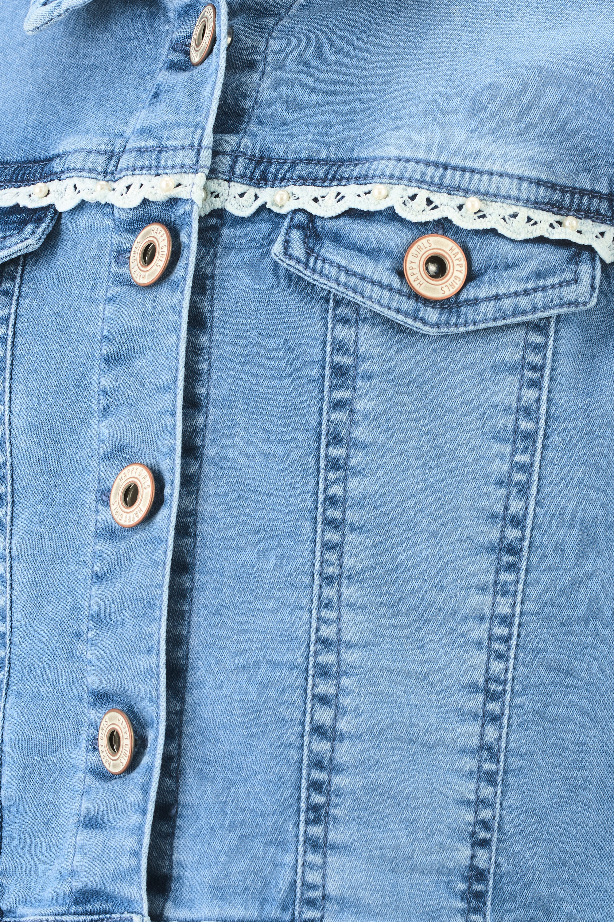 Thumbnail - happy girls Jeansjacke ohne Kapuze mit tollem Spitzendetail