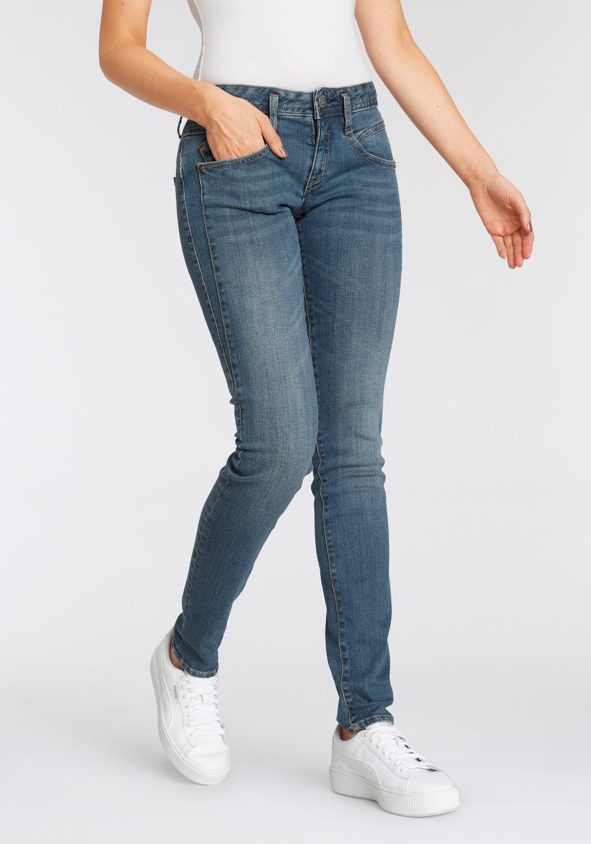 Herrlicher Slim-fit-Jeans bestellen BAUR »GINA mit seitlichem für POWERSTRETCH«, | Keileinsatz SLIM