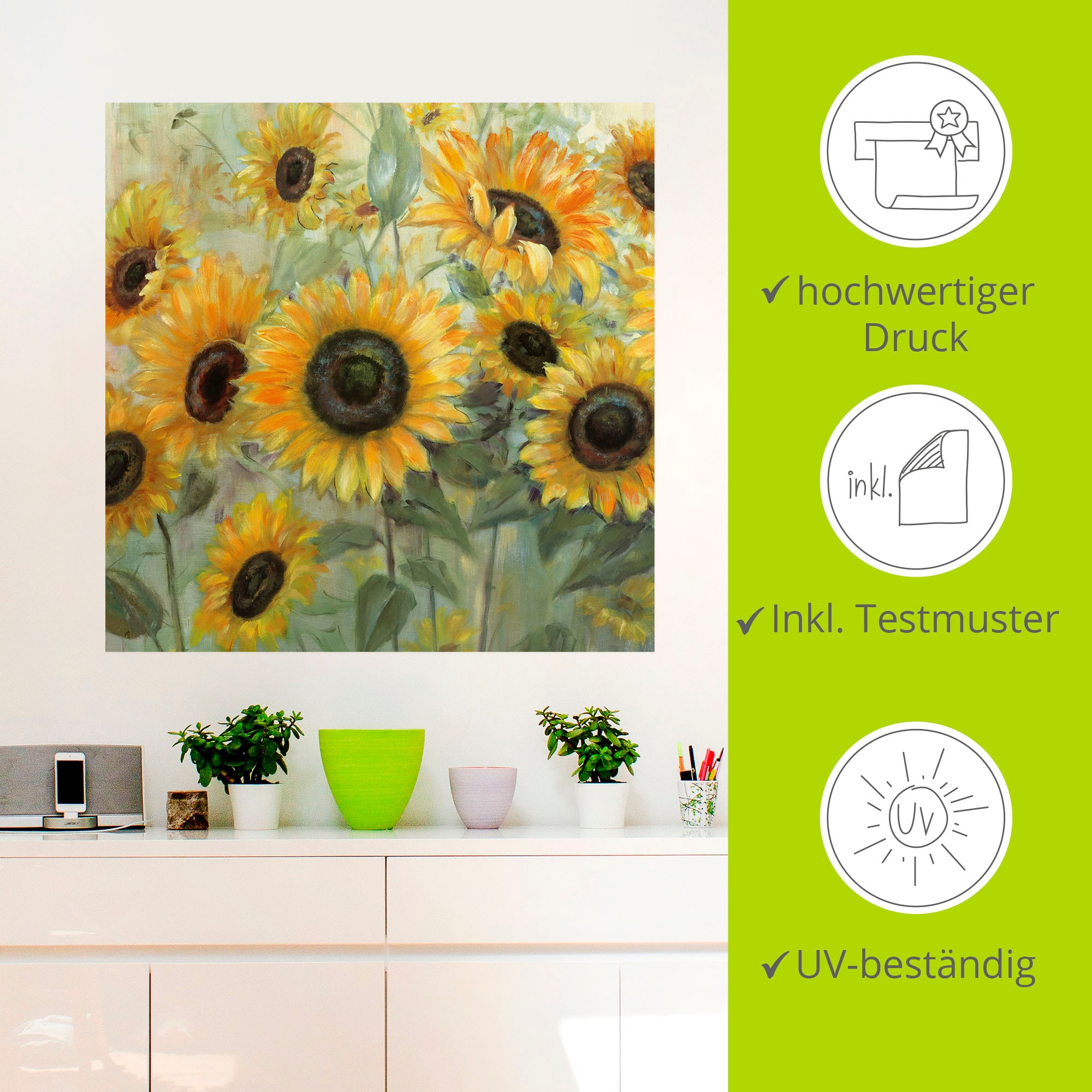 Artland Wandbild »Sonnenblumenwiese«, Blumen, (1 St.), als Leinwandbild, Wandaufkleber in verschied. Größen