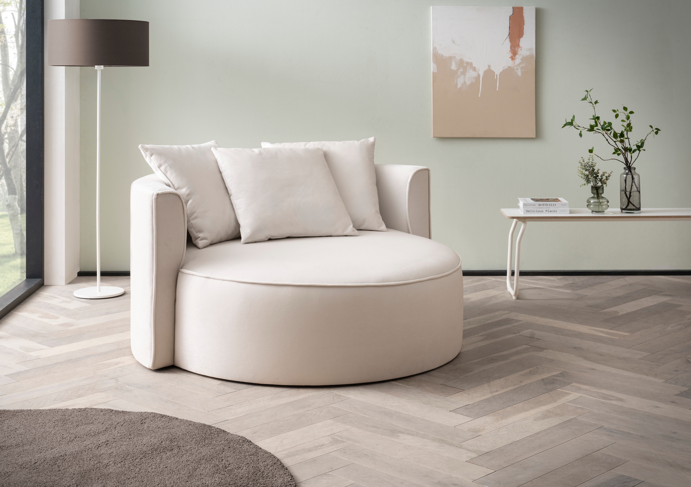 LeGer Home by Lena Gercke XXL-Sessel »Isalie, Sessel in modernen Farben, Lesesessel, Loveseat, Big-Sessel«, trendige Stoffe, mit 3 Zierkissen, große Sitzfläche, Hocker optional