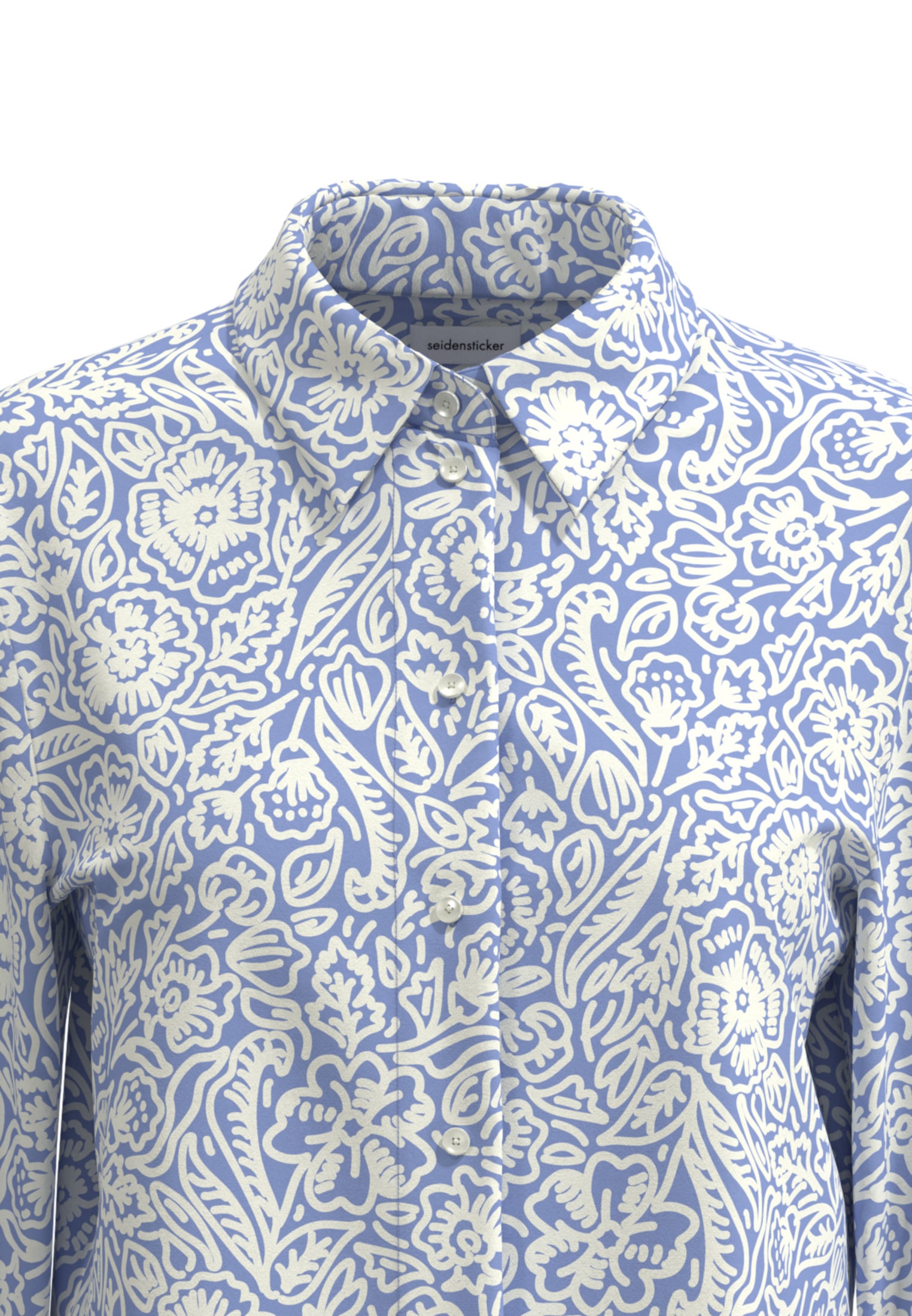 seidensticker Hemdbluse »Schwarze Rose«, Langarm Kragen Floral